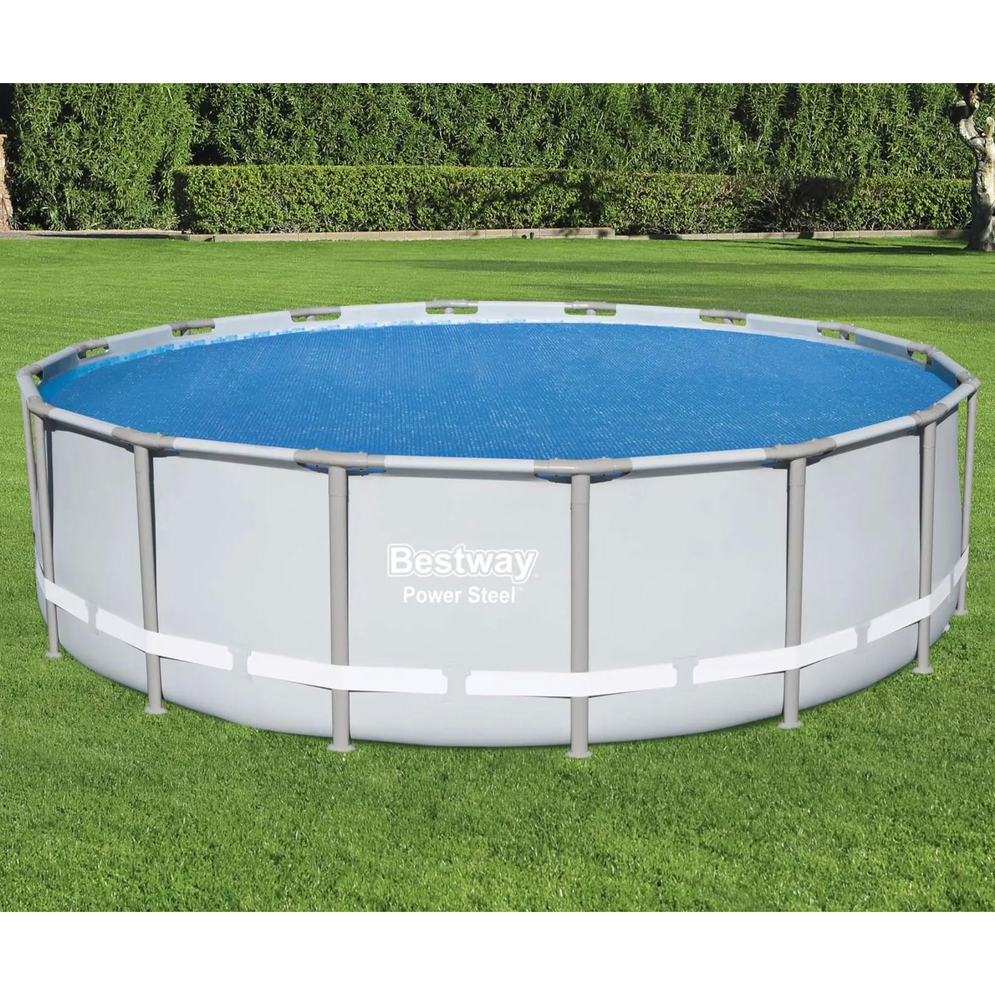 Bestway Flowclear 15ft Round Solar Pool Cover for Above Ground Pools - Blue, Fits 16ft Diameter Pools | Maintains Water Temperature & Reduces Evaporation | Perfect for Summer Swimming & Energy Savings