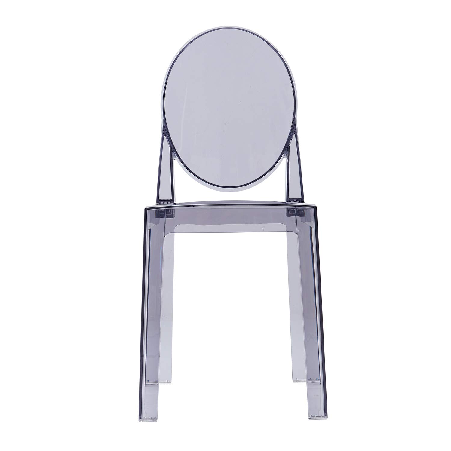 2xhome - Modern Ghost Side Chair in Gray Smoke, Mid Century Dining Room Chair, Armless Accent Seat for Lounge, Living Room, or Office - Single (Set of 1)
