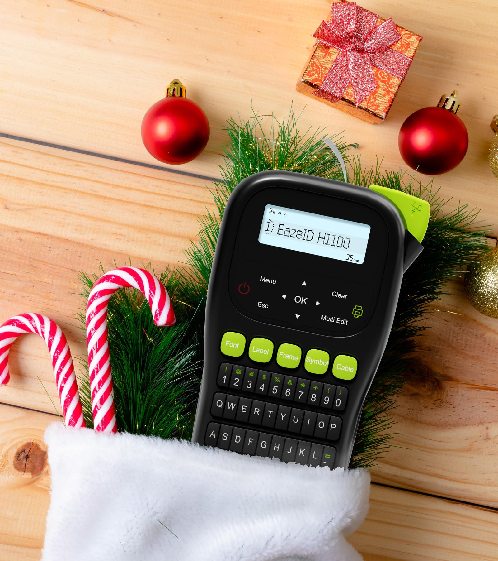 EazelD H1100 Industrial Label Maker - Portable Handheld Label Printer with Keyboard & Backlit LCD Screen for Cable, Wire, Office & Home Organization - Perfect for Electrical Panels, Network Cables & Storage Bins