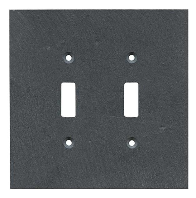 Electrical Switch Plate Outlet Wall Plate - 2 Toggle Double Light Switch Cover Faceplate - Decorative Vermont Slate Charcoal - Natural Earth Tone - 2 Gang, 5” W x 5” H - Perfect for Home, Office & Commercial Spaces - Durable & Stylish Wall Plate for Modern Interiors