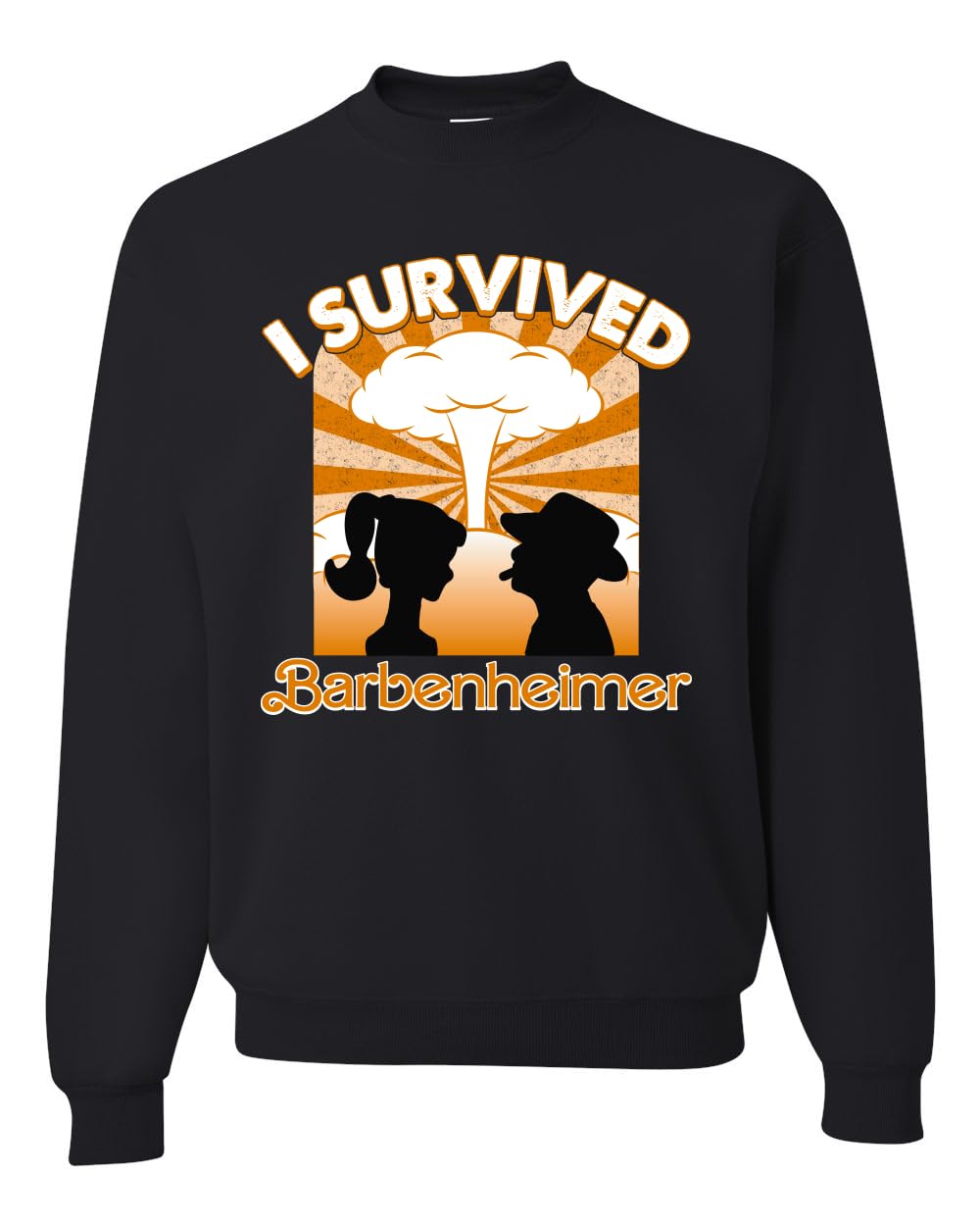 Wild Bobby Barbenheimer I Survived Silhouette Pop Culture Unisex Crewneck Sweatshirt | Trendy Graphic Hoodie for Men & Women | Perfect for Casual Wear, Movie Nights & Street Fashion