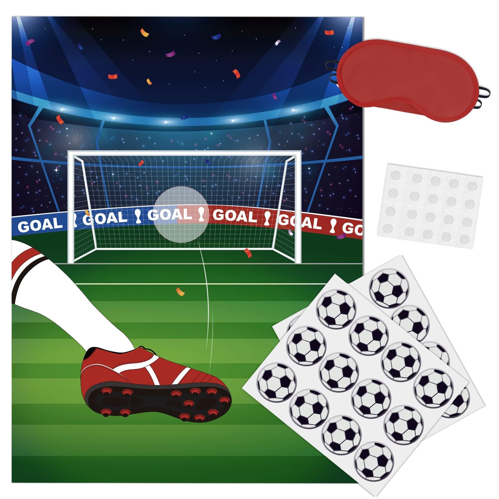 WERNNSAI Pin The Soccer on The Goal - Fun Soccer Party Game for Kids with 24 Ball Stickers | Perfect for Sports Themed Birthday Parties, Classroom Activities & Team Building Events