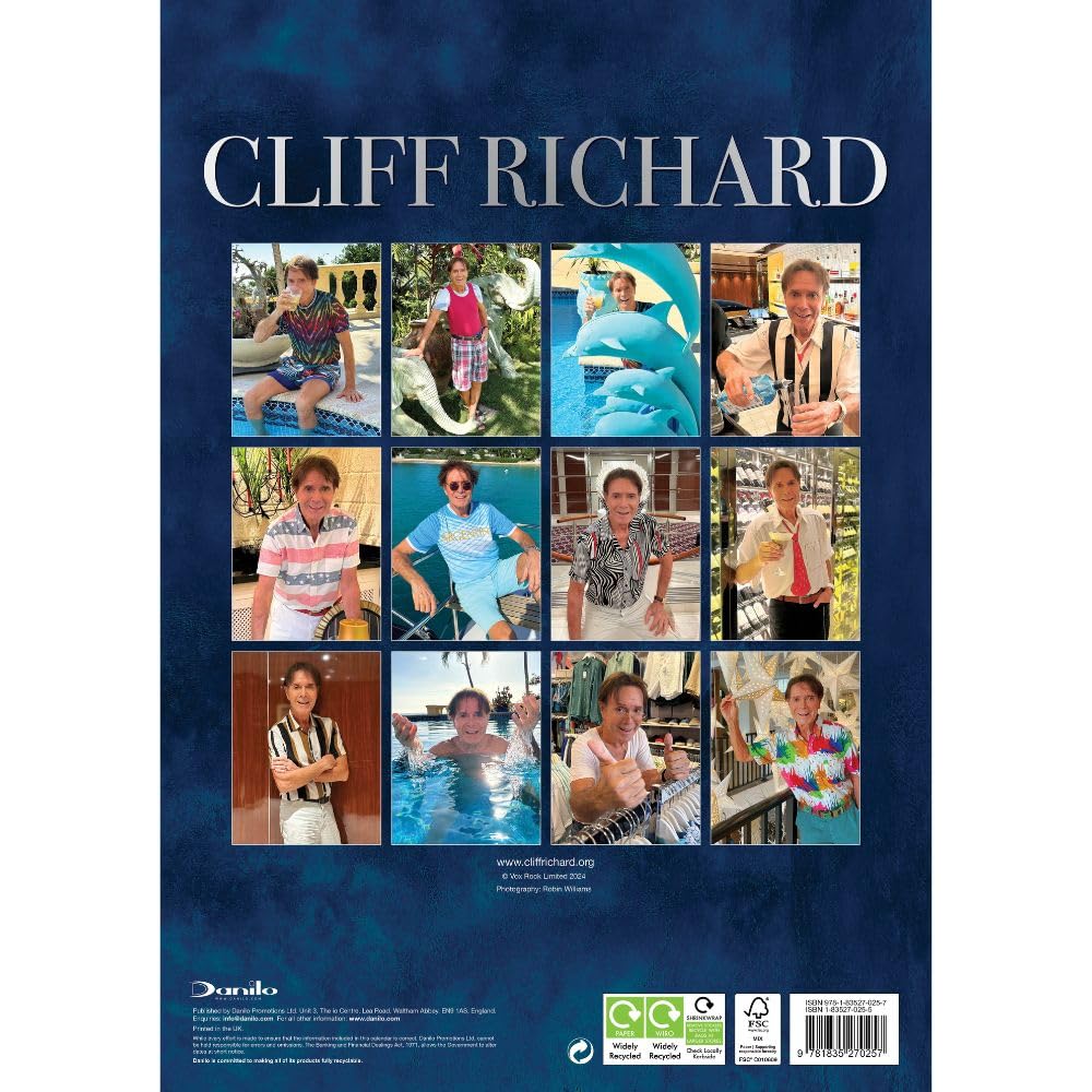 2025 Official Cliff Richard A3 Wall Calendar - Month to View | Perfect for Home, Office & Gift Giving | Rock Music Fans Collection