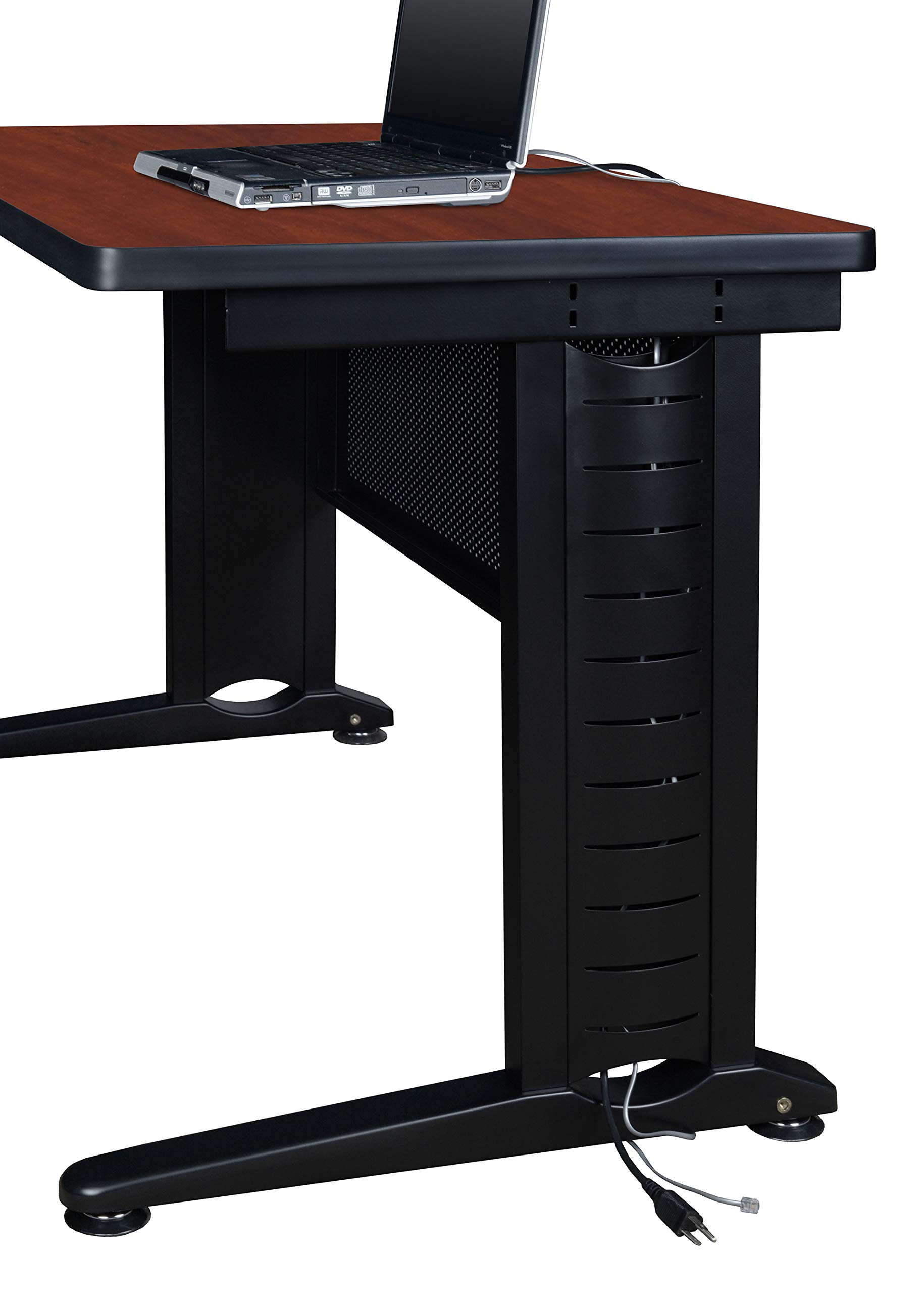 Regency Fusion 48 x 24 Inch Single Pedestal Office Desk in Cherry Finish - Perfect for Home Office, Study Room & Small Workspace