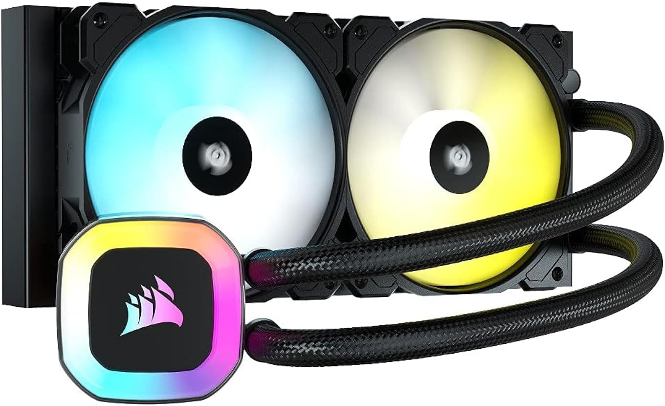 Corsair iCUE H100i RGB Elite 240mm All-in-One Liquid CPU Cooler (Black) - High Performance Cooling for Gaming PCs & Workstations - Perfect for Overclocking & Silent Operation