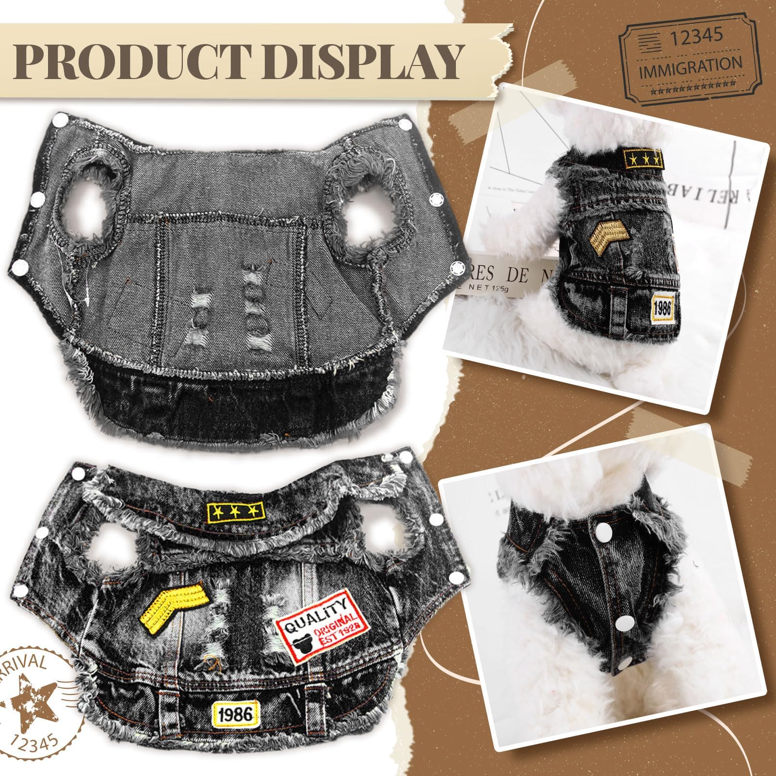 Stylish Black Denim Dog Jacket for Small & Medium Dogs - Pet Clothes for Shih Tzu, Chihuahua, Yorkie & Teacup Breeds - Cute Puppy Outfit for Boys & Girls - Perfect for Outdoor Walks, Pet Photos & Special Occasions