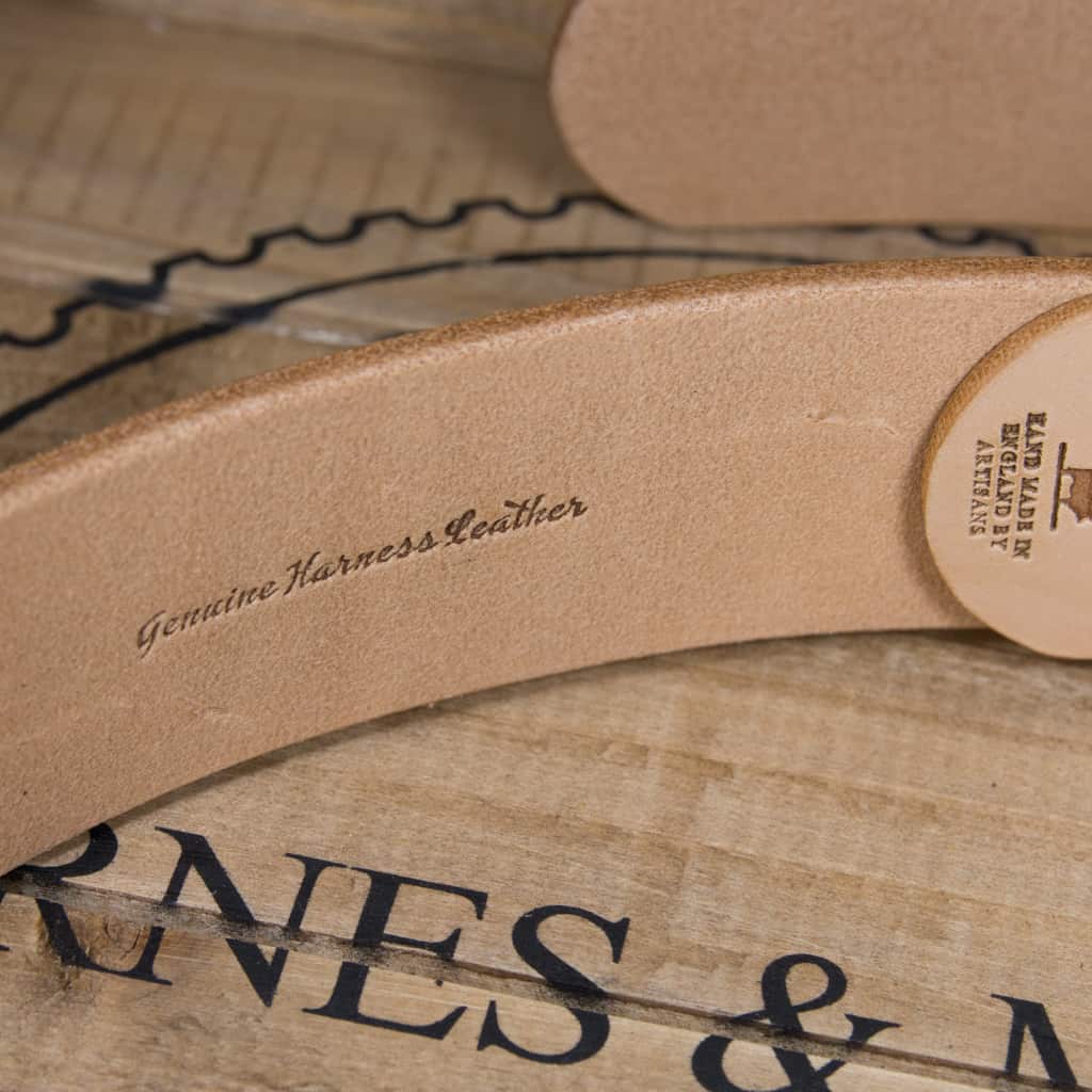 Barnes & Moore Heavyweight Leather Belt for Men - Natural Harness Leather with Nickel Buckle - Durable Dress Belt for Office, Casual & Formal Wear