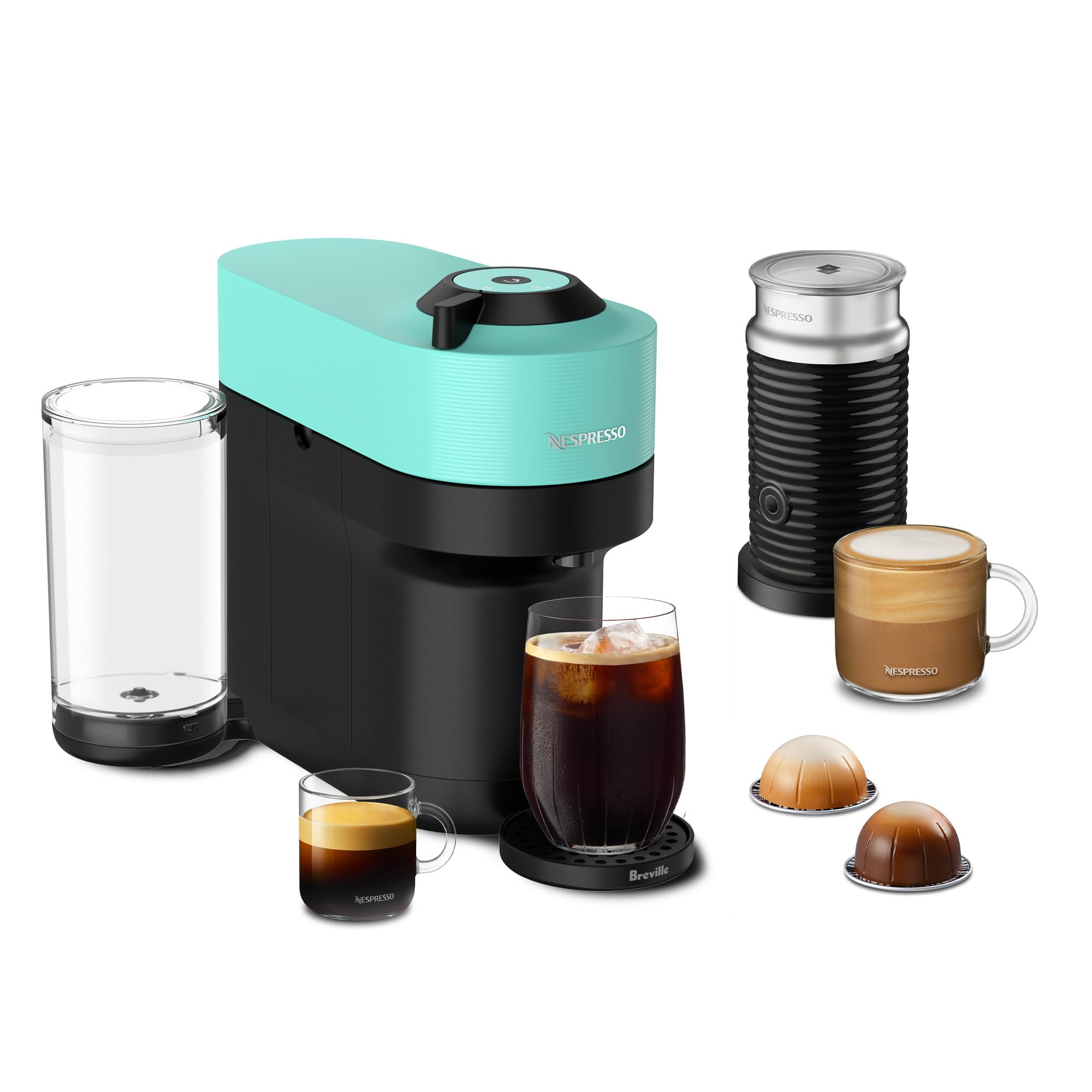 Breville Nespresso Vertuo Pop+ Coffee & Espresso Machine with Milk Frother - Aqua Mint | Perfect for Home & Office Brewing, Quick Morning Coffee & Entertaining Guests