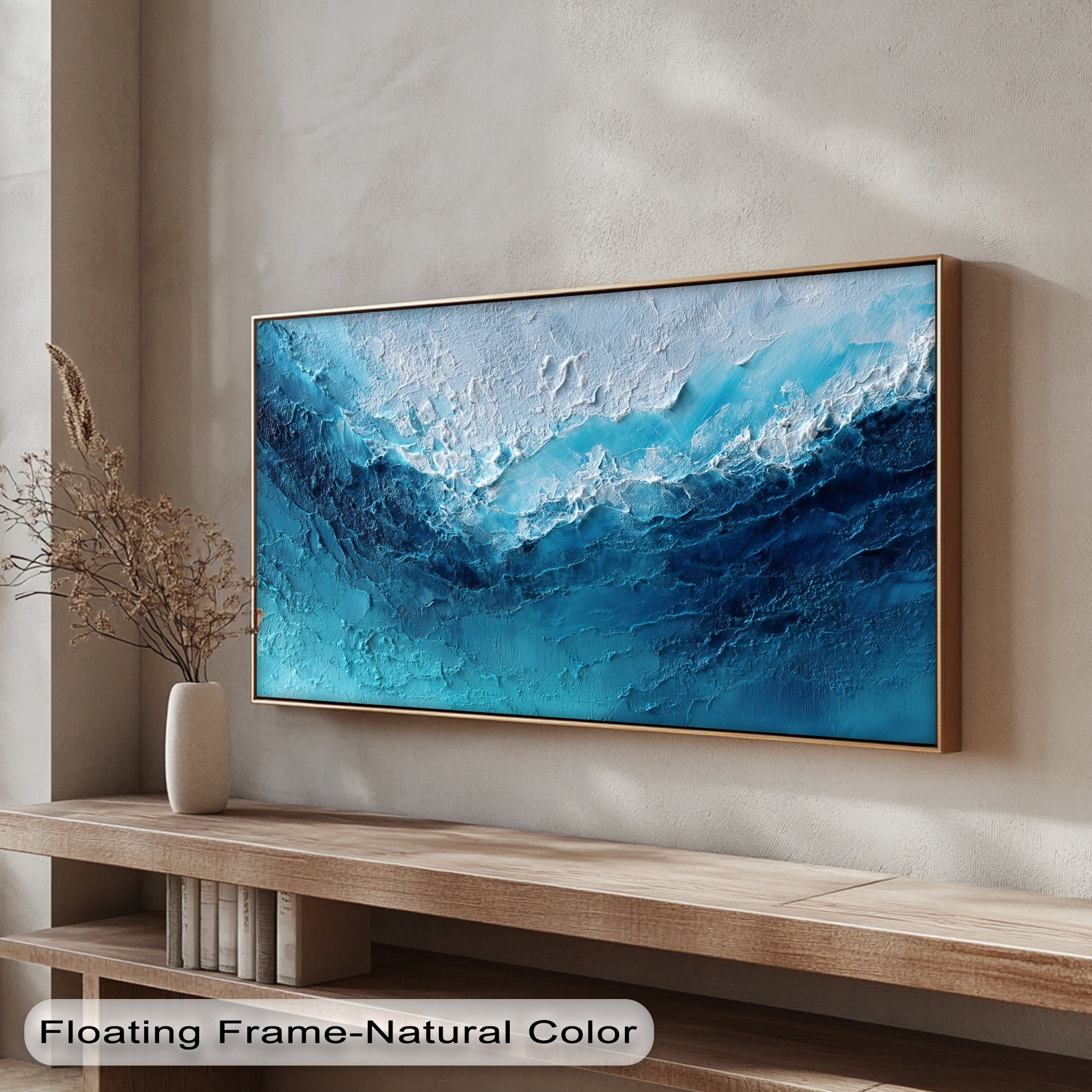 Abyssal Surge - Deep Blue Ocean Texture Canvas Print Wall Art | Modern Home & Office Decor | Perfect for Living Room, Bedroom, or Coastal Theme Interior Design