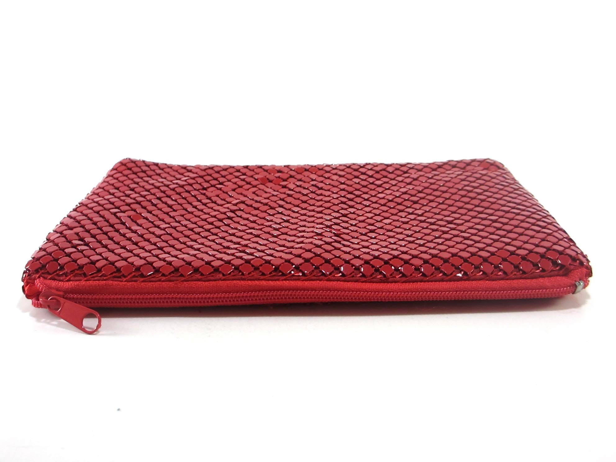 Stylish Red Metal Mesh Cosmetic Bag with Zipper - Travel Makeup Pouch for Women & Girls | Perfect for Travel, Gym & Daily Organizer