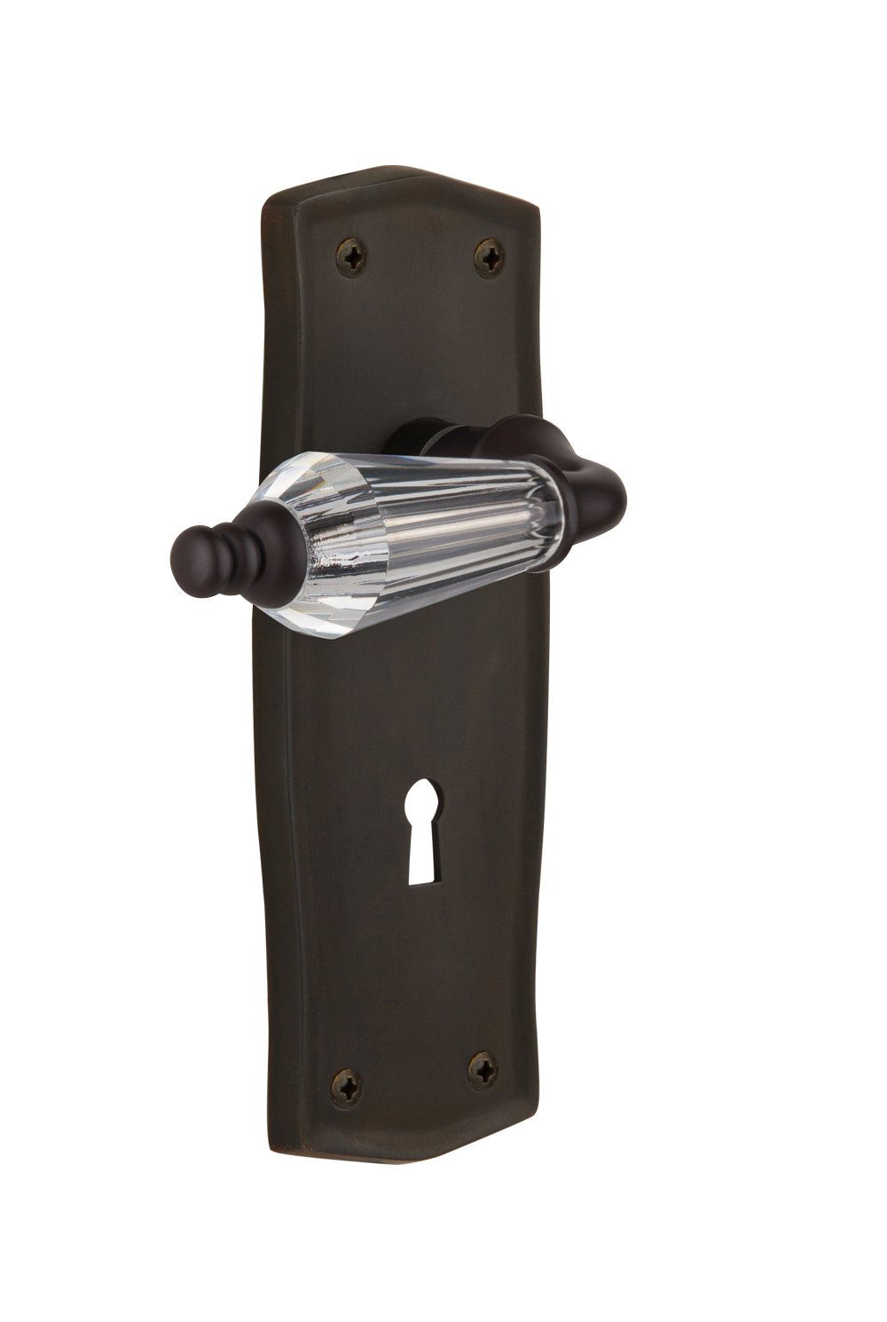 Nostalgic Warehouse 714491 Mortise Oil-Rubbed Bronze Prairie Plate with Keyhole Parlor Lever - Vintage Style Door Hardware for Living Room, Bedroom & Parlor Decor