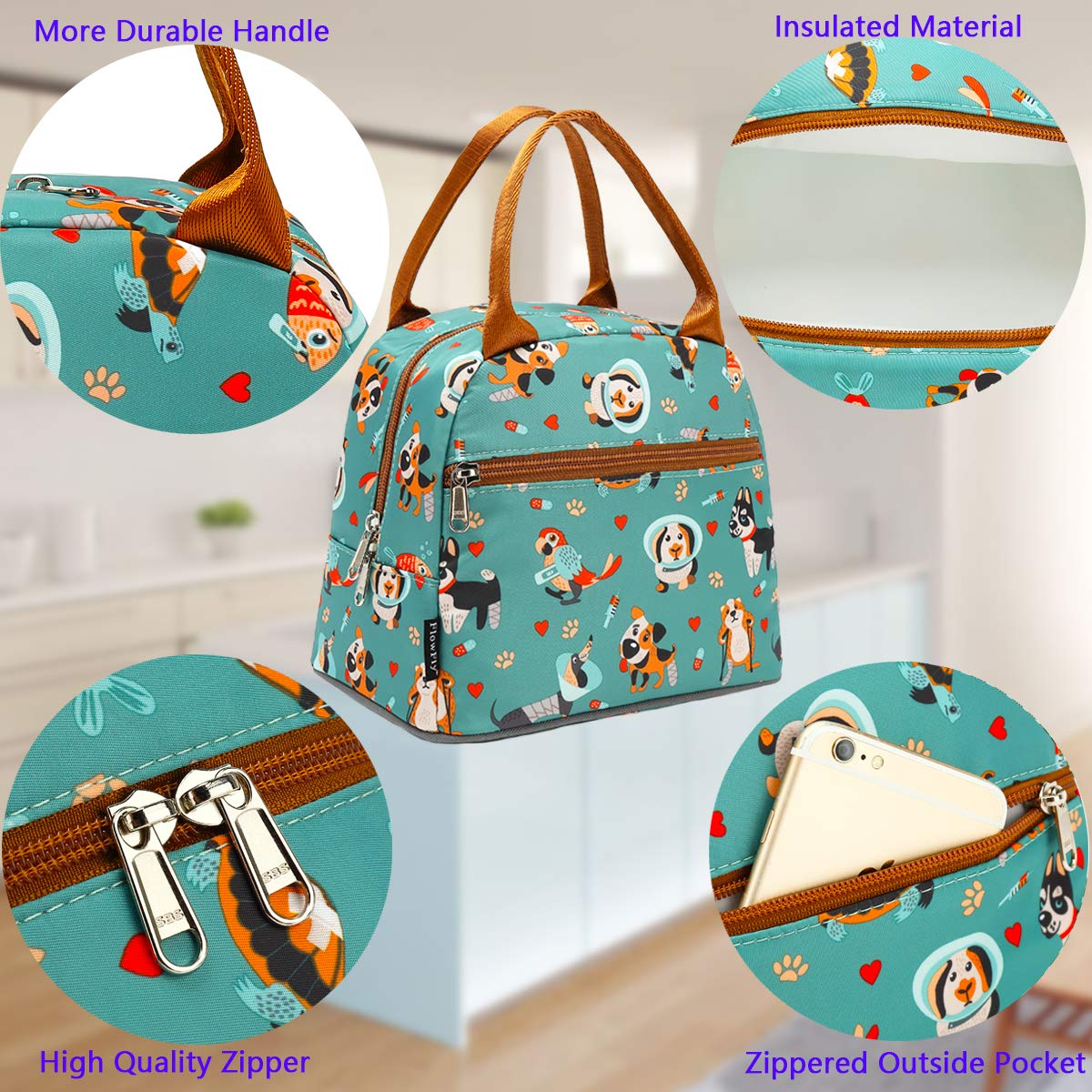 FlowFly Insulated Lunch Bag Tote - Reusable Cooler Lunch Box Organizer for Women & Men - Perfect for Work, School, Picnics & Dog Walking