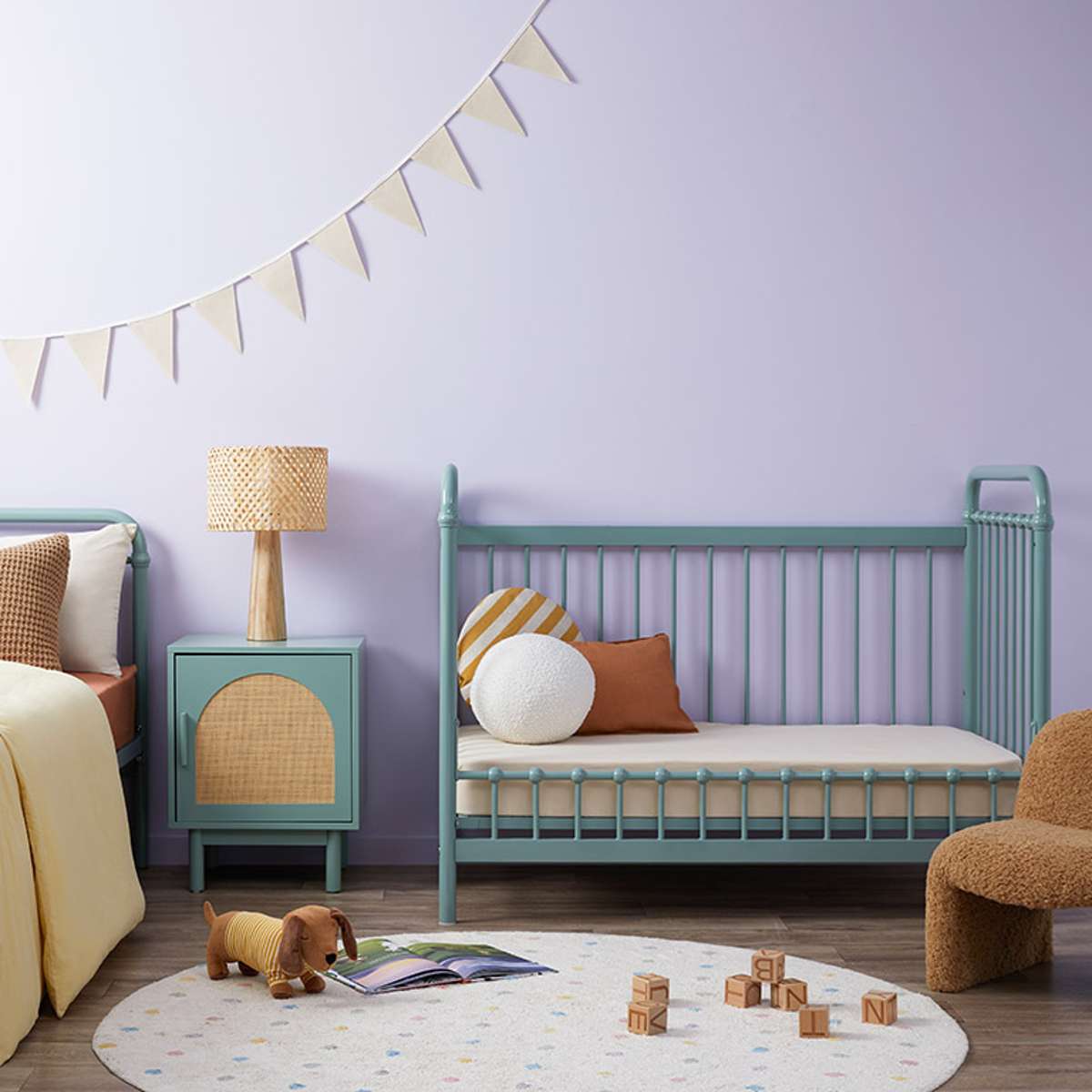 Sonata Convertible Toddler Bed - Sage Green | Safe & Stylish Kids Bed Frame | Perfect for Nursery, Daycare & Small Spaces