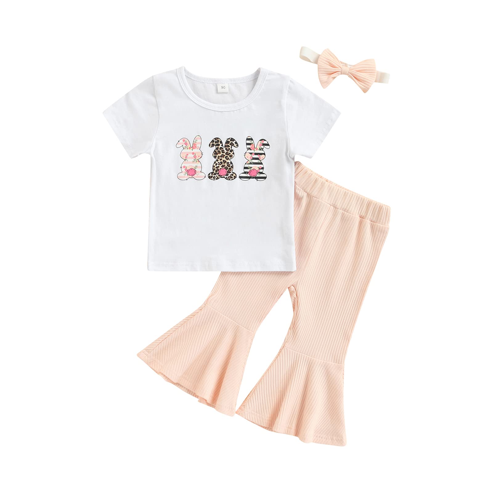 Eadrioss Toddler Baby Girl Outfit - Floral Bell Bottom Pants & Short Sleeve Shirt Set | Summer Clothes for Girls | Perfect for Playdates, Birthday Parties & Photo Shoots