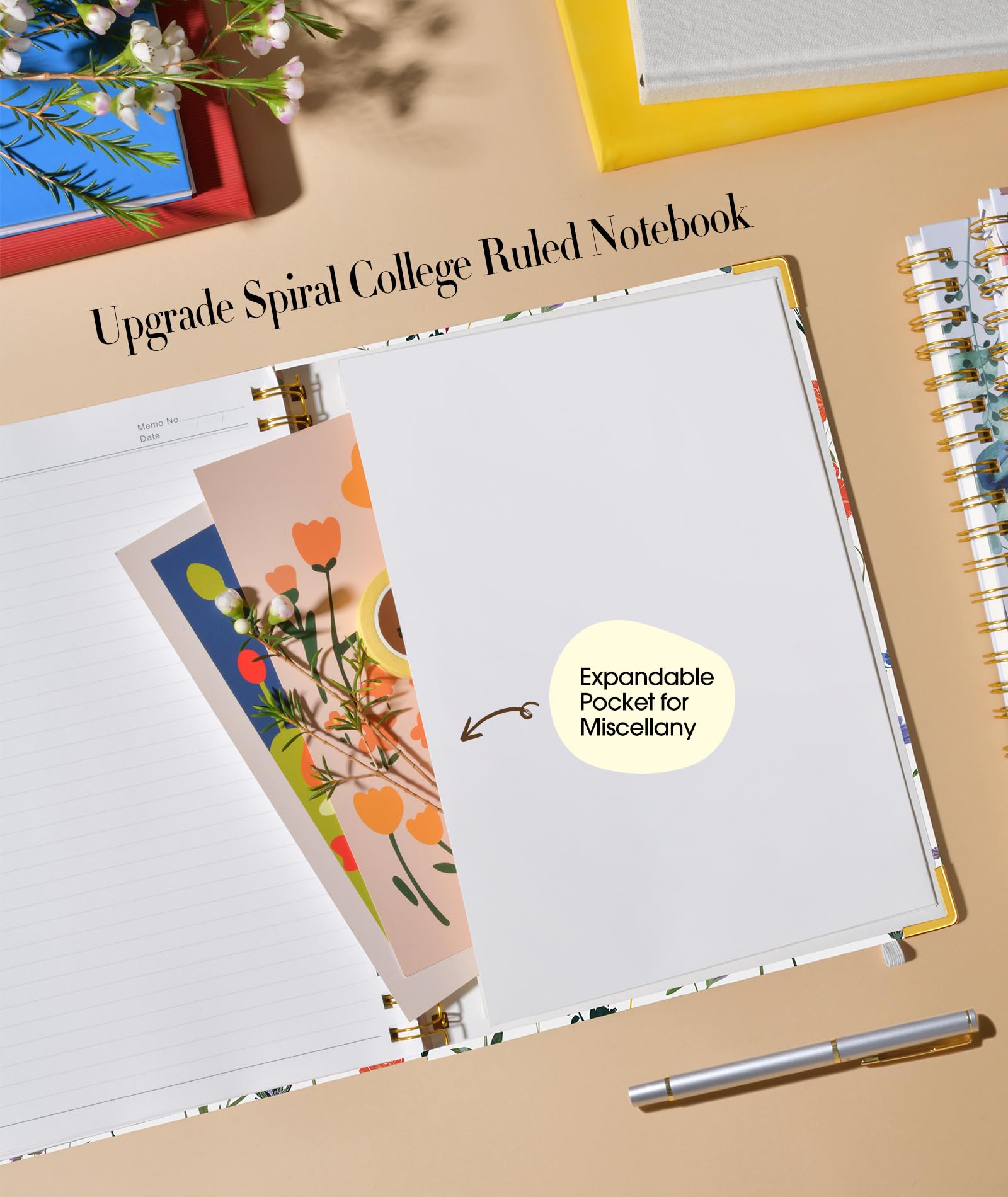 Elegant Spiral Notebook for Women - 200 Page Lined Journal, 8.5