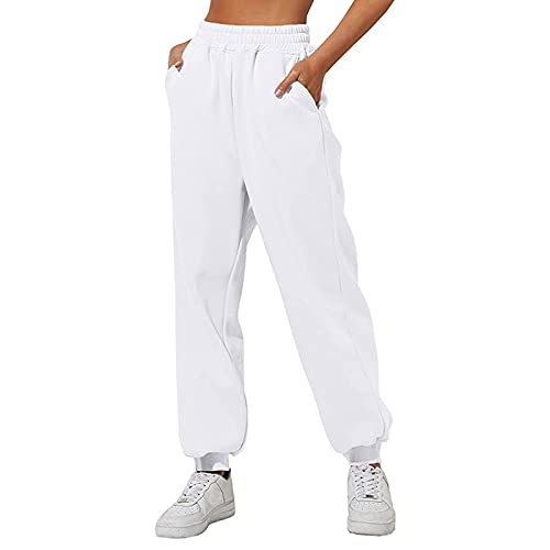Women's High Waist Fleece Lined Joggers - Winter Warm Cinch Bottom Sweatpants with Pockets | Elastic Lounge & Sporty Pants for Yoga, Running, and Home Comfort