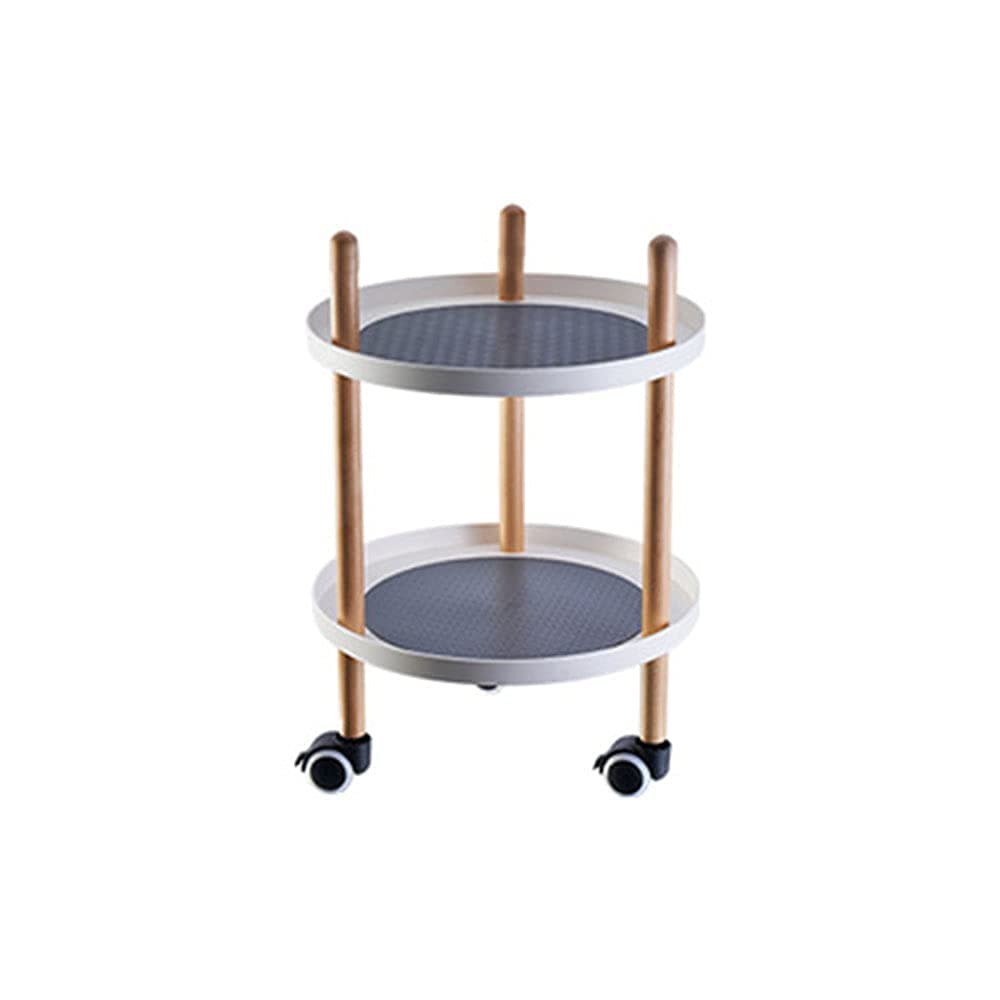 GANE 2-Tier Square Standing Shelf Unit - Modern Freestanding Storage Rack for Books, Tableware, Snacks & Potted Plants - Rolling Utility Bookshelf for Home, Office & Dorm Organization