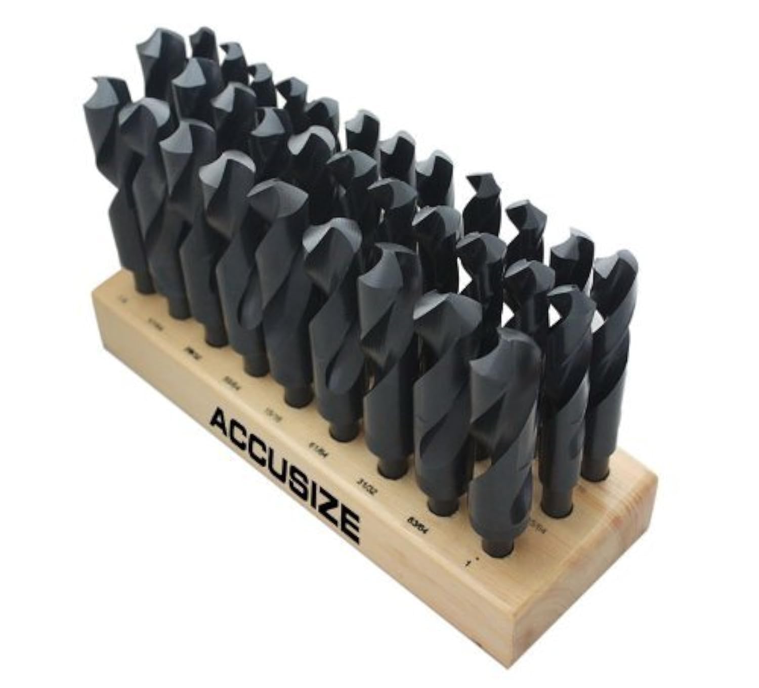 Accusize 32-Piece HSS Silver and Deming Drill Bit Set, 1/2