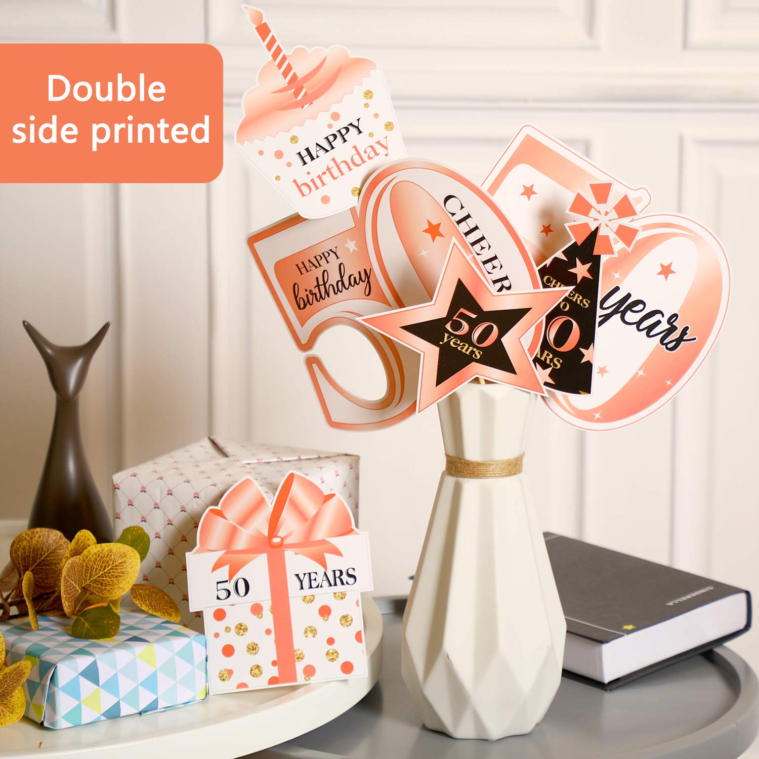 Blulu Birthday Party Decorations Set - 24pcs Table Centerpieces, Cake Toppers & Party Sticks for Women's Birthday, Anniversary, Baby Shower - Perfect for Indoor/Outdoor Celebrations & Photo Backdrops