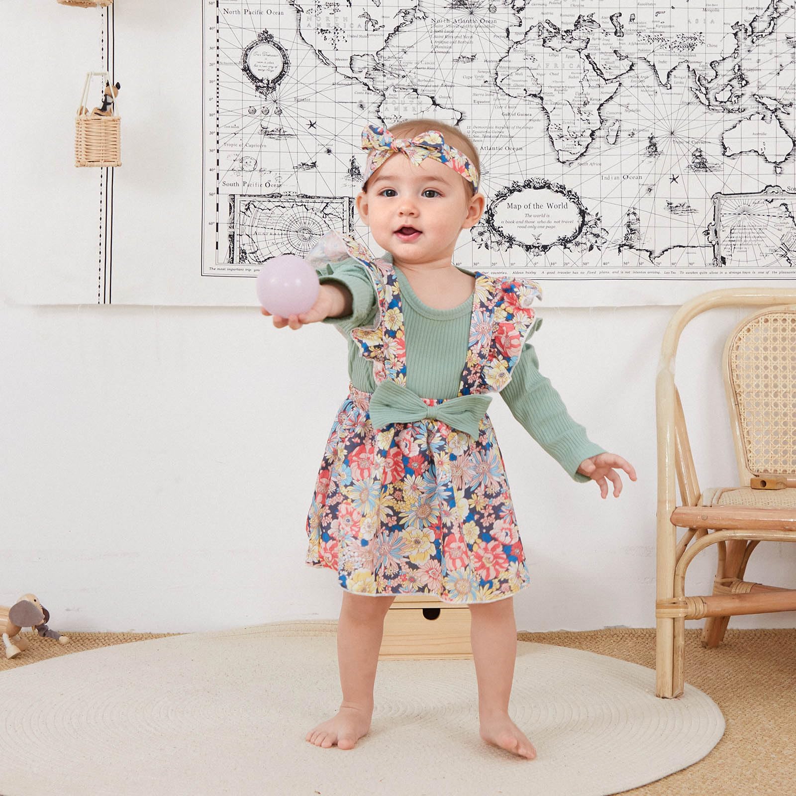 Newborn Baby Girl Outfit Set - Soft Long Sleeve Ribbed Romper + Adorable Bow Suspender Skirt + Matching Headband | Cozy Winter & Fall Infant Clothes | Perfect for Photoshoots, Holidays & Special Occasions