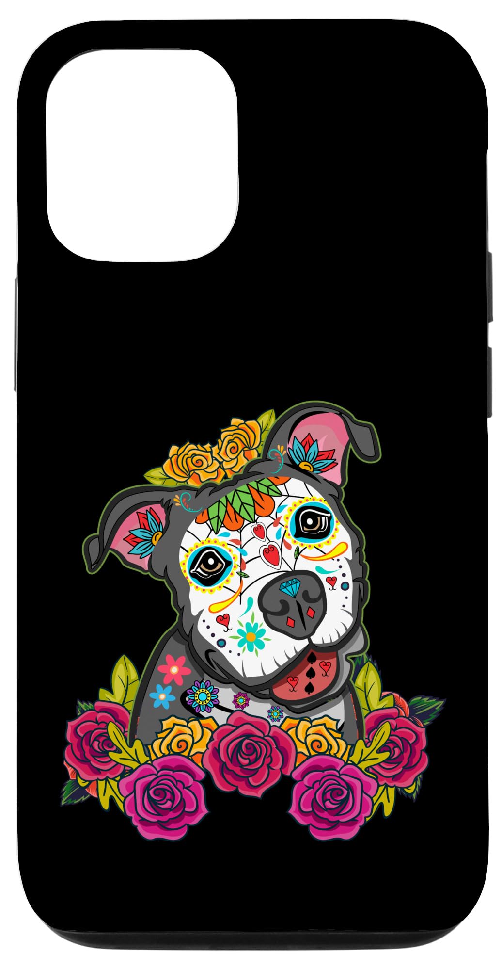 iPhone 12/12 Pro Cute Skull Dog Case - Dia De Los Muertos & Halloween Protective Cover | Perfect for Day of the Dead Celebrations, Halloween Parties & Everyday Use