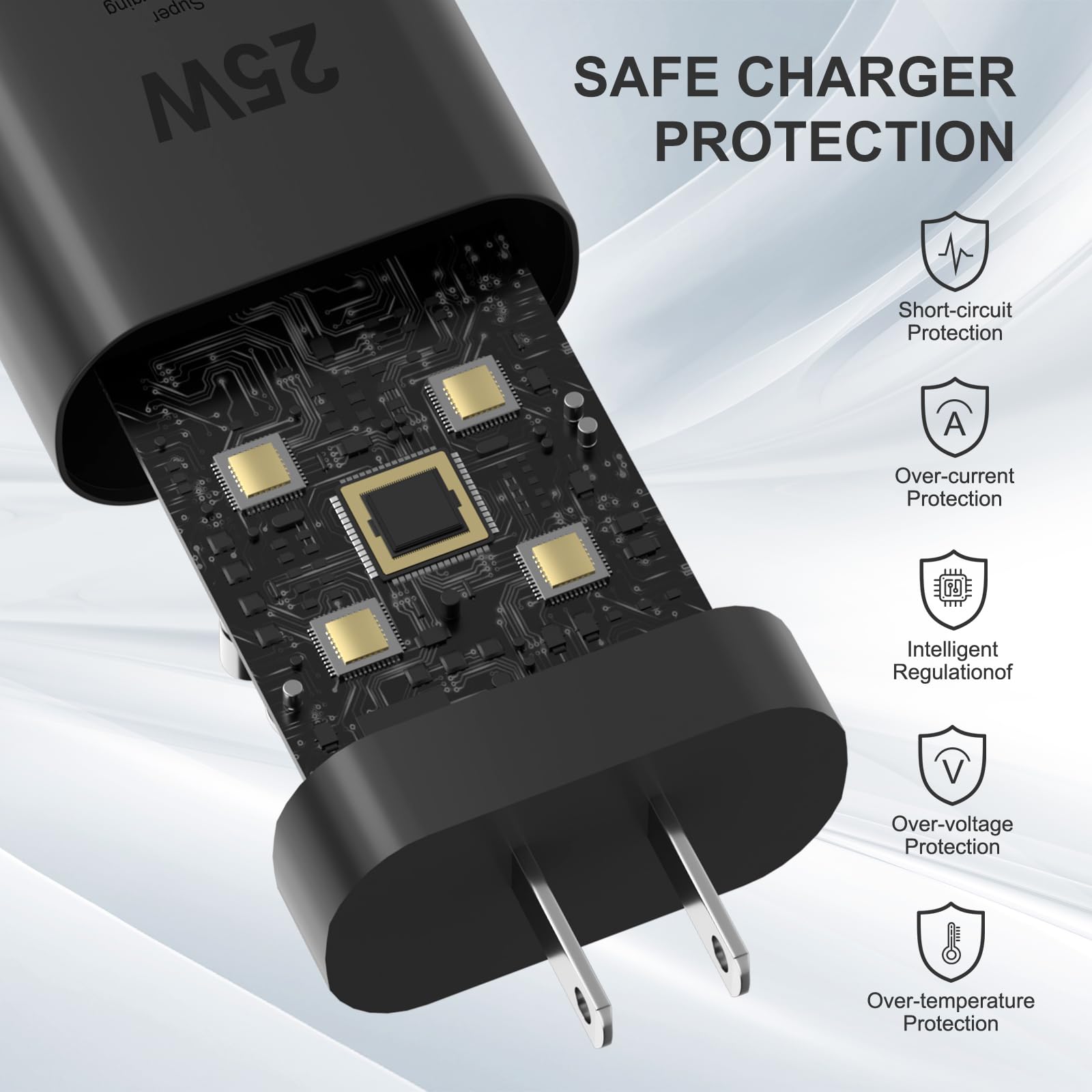 25W USB-C Fast Charger Wall Adapter with 6.6ft Type-C Cable - PD 3.0 Quick Charge for Samsung Galaxy S25/S24/S23/S22/S21/Note20 Series | Perfect for Home, Office & Travel Charging