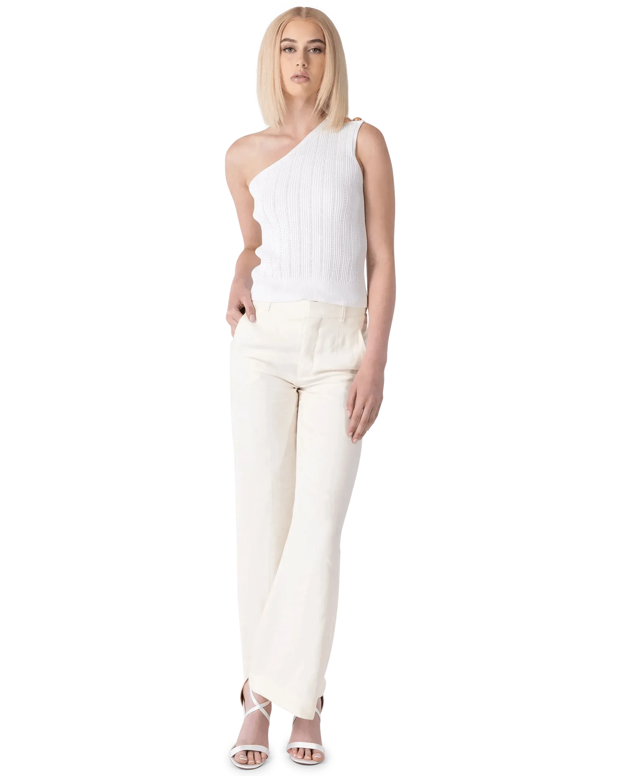 Stylish One Shoulder 3 Button Knit Top for Women - Trendy Off-Shoulder Blouse for Casual Outings & Date Nights