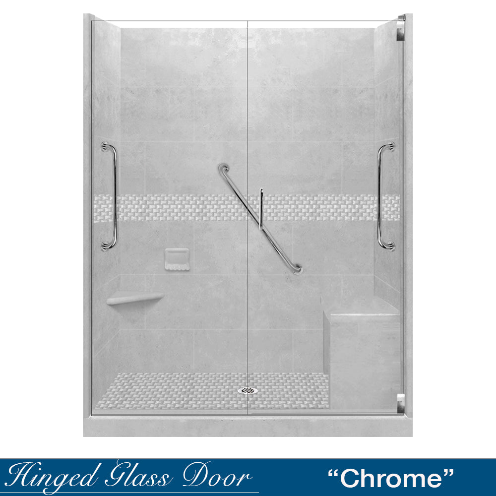 Freedom 60 Alcove DIY Shower Remodel Kit with Portland Cement, Sistine Stone & Jewel Stone Accent - Perfect for Bathroom Renovation and Modern Home Upgrade