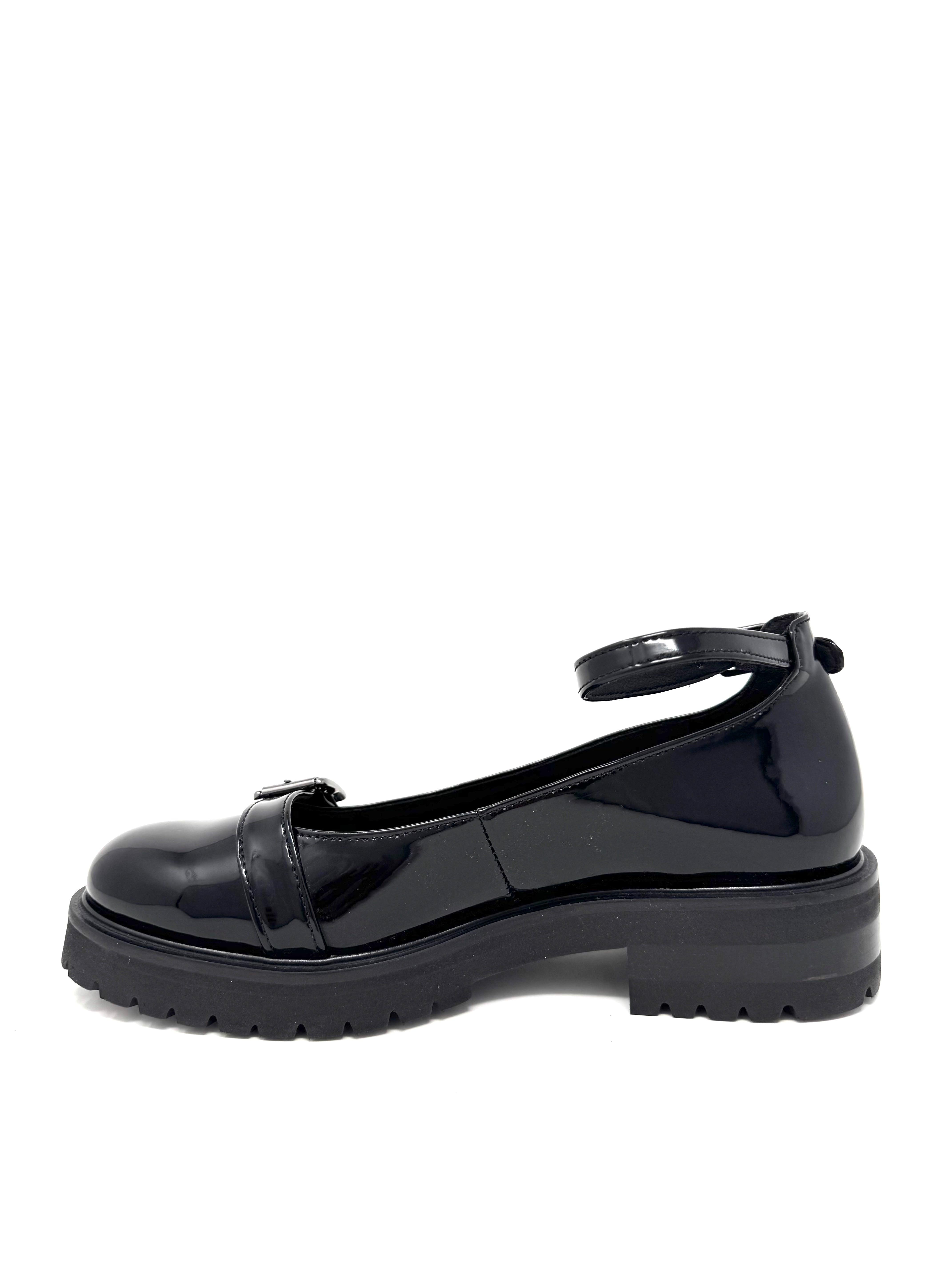 Novacas Lexie Black Patent Mary Jane Shoes - Comfortable & Stylish Women's Flats for Work, Office & Casual Wear
