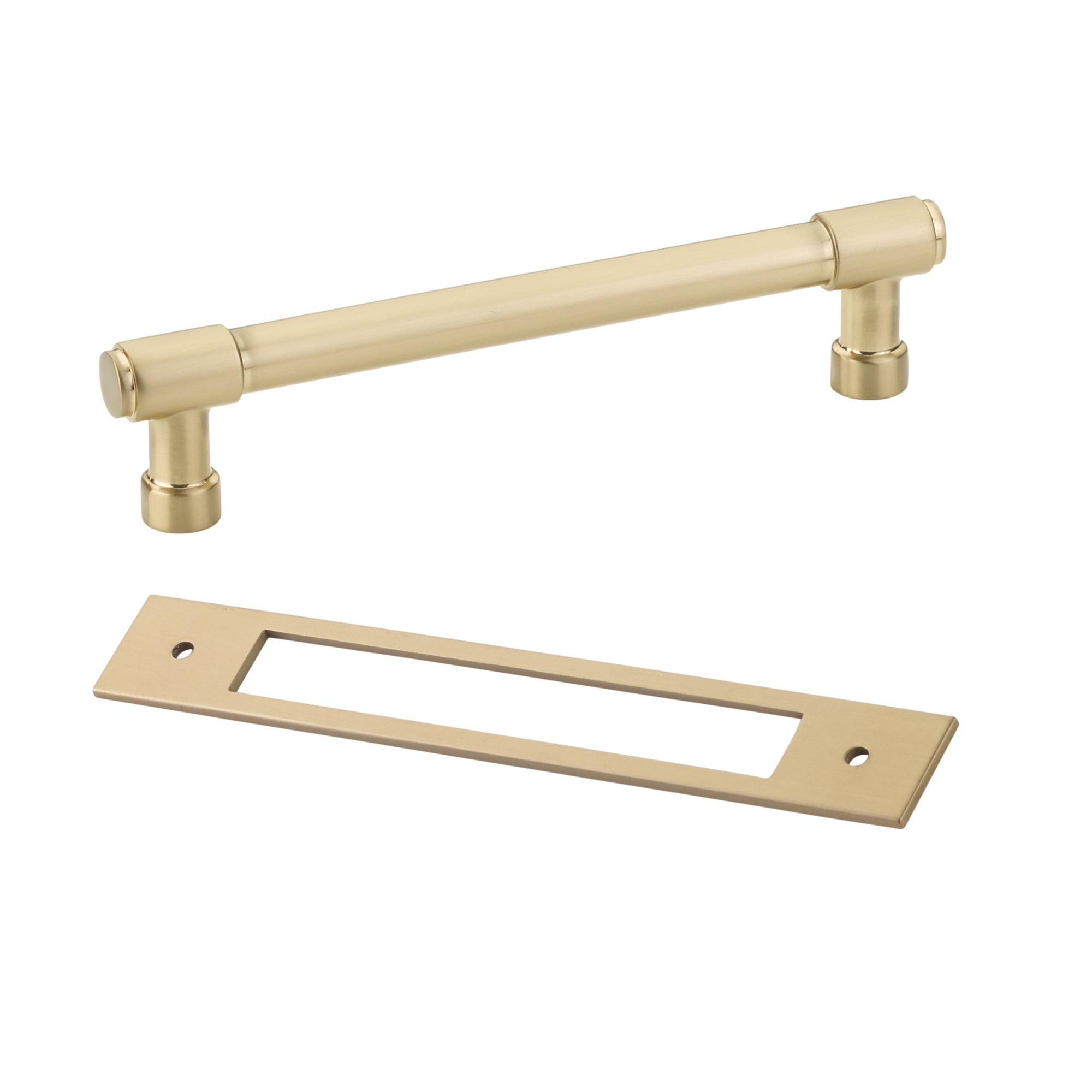 Champagne Bronze Industrial Modern Cabinet Pulls and Knobs with Backplate - Sleek Hardware for Kitchen, Bathroom & Furniture Upgrades