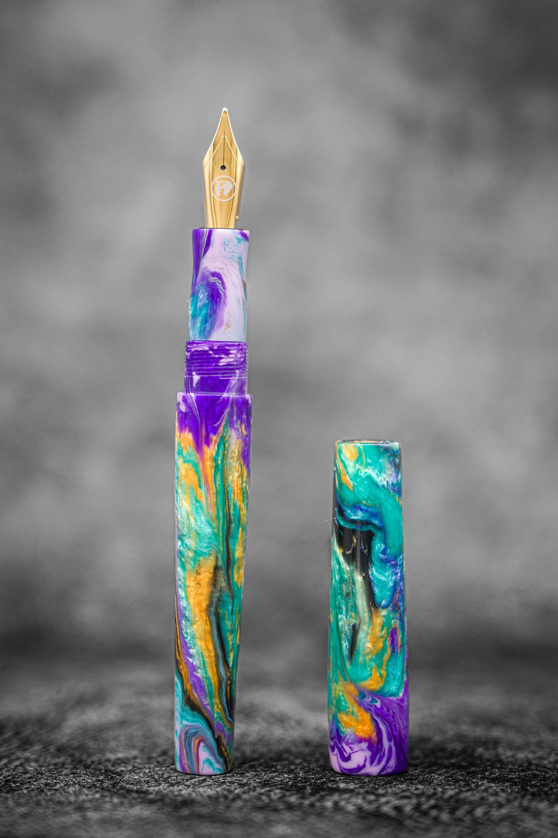 Galen X Studyo Agackakan Fountain Pen V1 - Premium Mardi Gras Confetti Design - Perfect for Journaling, Calligraphy & Gift Giving