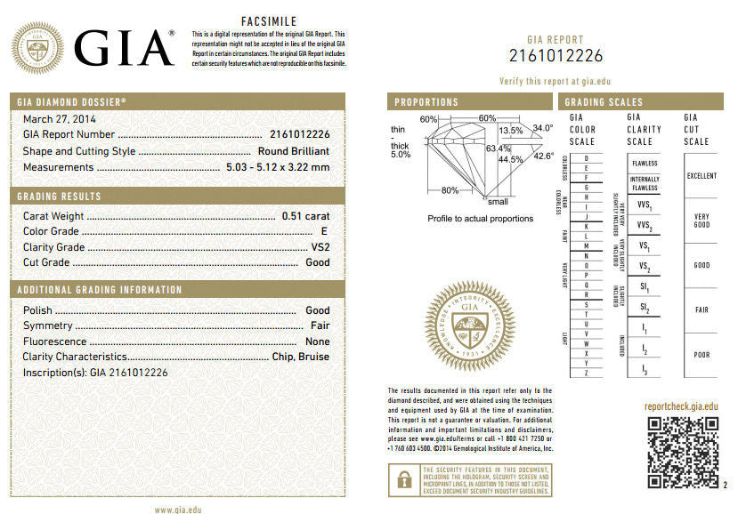 GIA Certified 0.51ct E Color VS2 Clarity Natural Round Diamond Engagement Ring in Platinum Setting - Perfect for Proposals, Anniversaries & Special Occasions