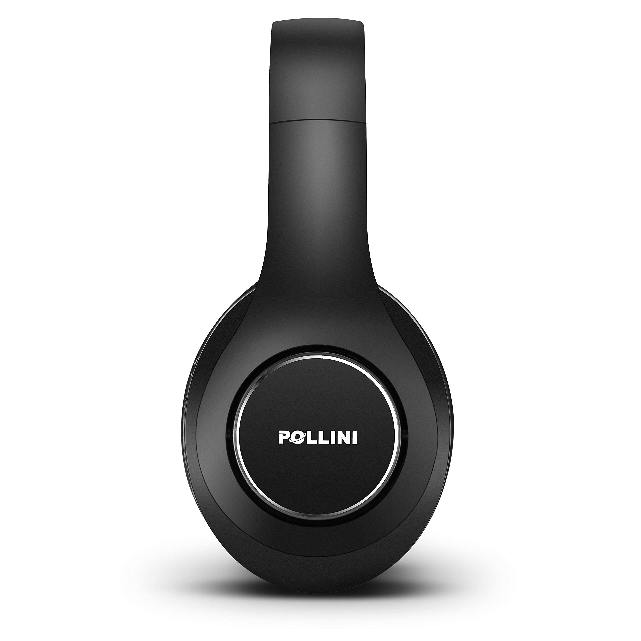 Pollini Bluetooth Headphones Wireless - 40H Playtime Over Ear Headphones with Mic, Deep Bass Stereo & Memory-Protein Earmuffs for Phone/PC/TV/Gaming/Travel - Foldable Design (Black)