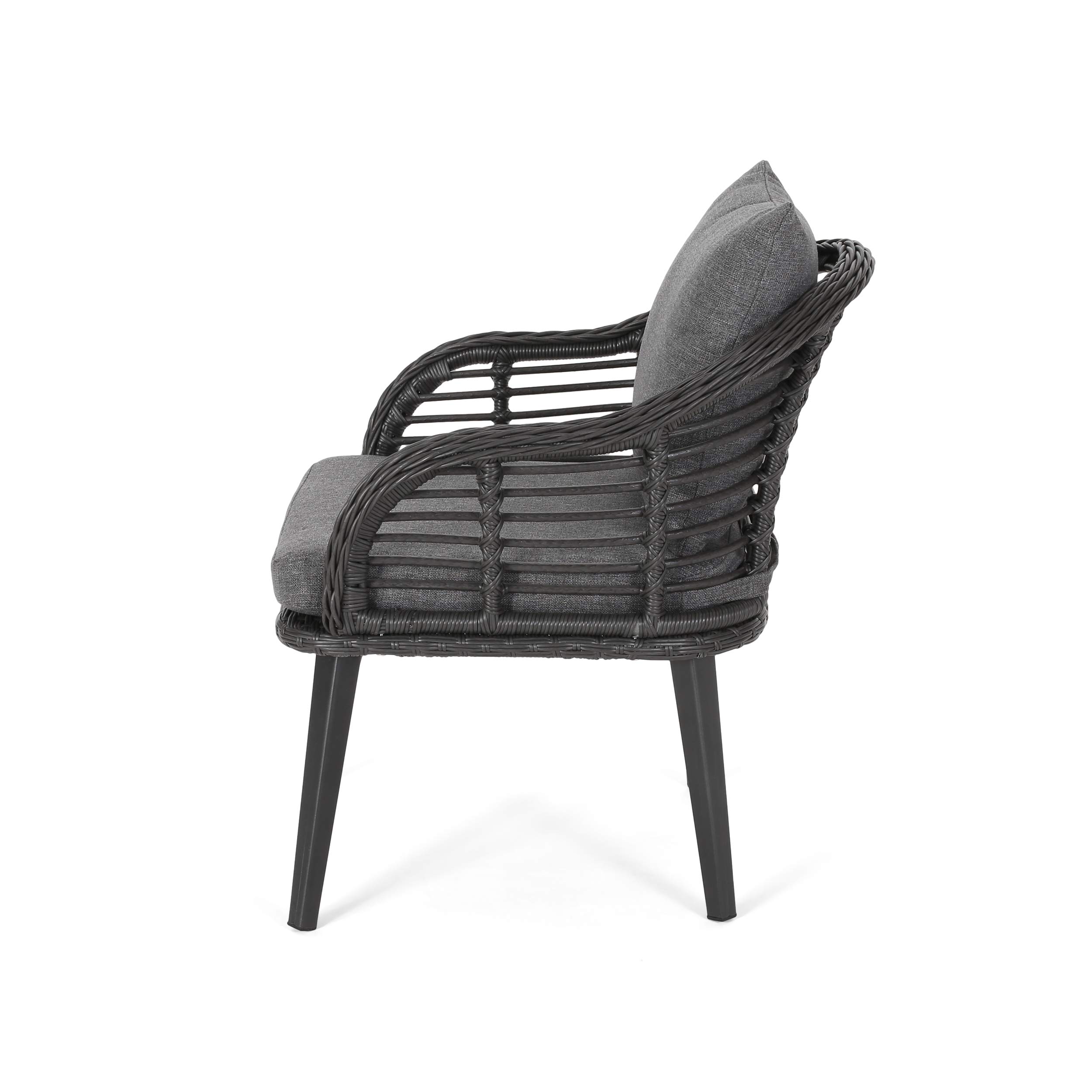 Premium Outdoor Wicker Club Chairs Set of 2 with Cushions - Gray & Dark Gray Patio Furniture for Garden, Poolside & Backyard Relaxation