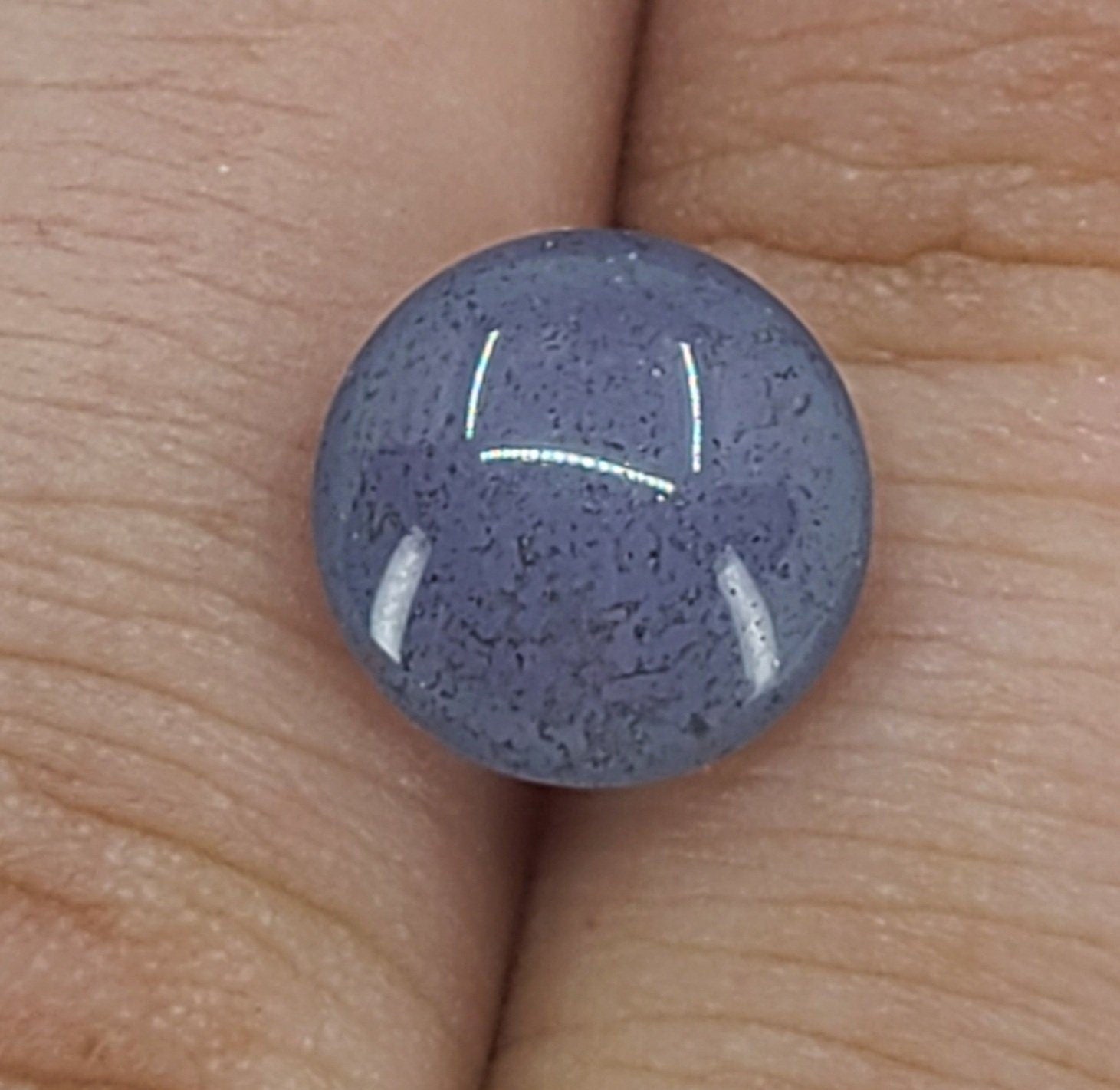 3.93ct Natural American Blue Chalcedony Round Cabochon 10mm - Premium Quality USA Mined Gemstone for Jewelry Making, Healing Crystals & Collectibles