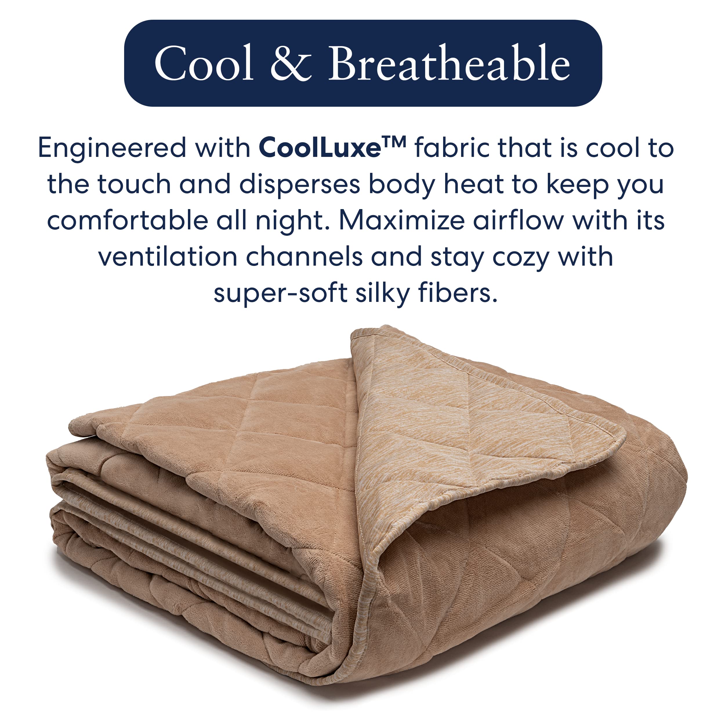 Luna CoolLuxe 12lbs Weighted Cooling Blanket for Hot Sleepers - Premium Breathable Bed Blanket for Summer, Full Size 48