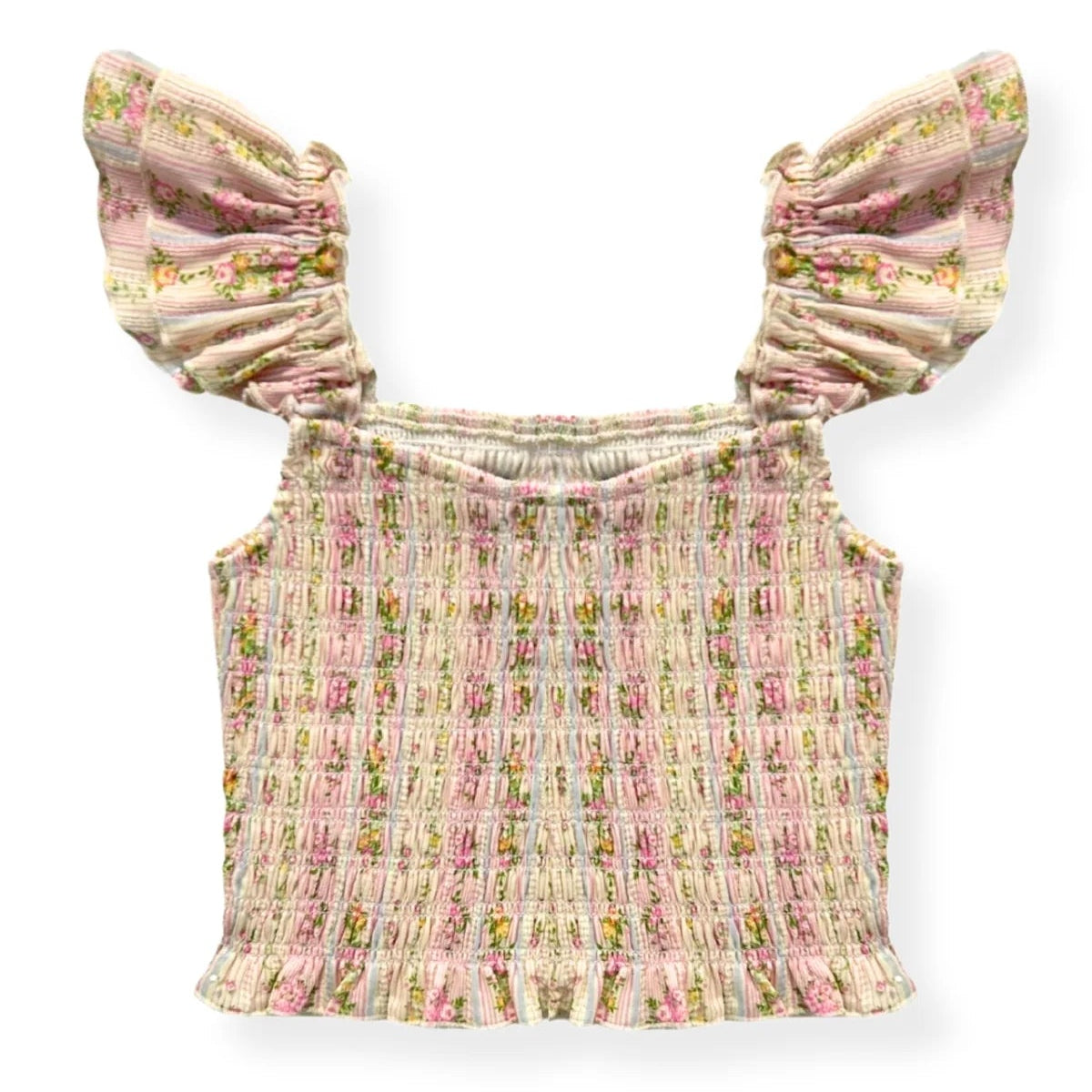 Katie J Joanna Women's Floral Striped Blouse - Elegant Casual Tops for Spring & Summer Outfits, Office Wear & Date Night Dresses