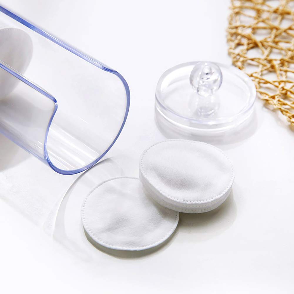 Weimoli Makeup Pads Organizer - Cotton Pad Dispenser & Swab Holder - Round Cosmetic Storage Container for Vanity, Bathroom & Travel - Perfect for Home Makeup Organization