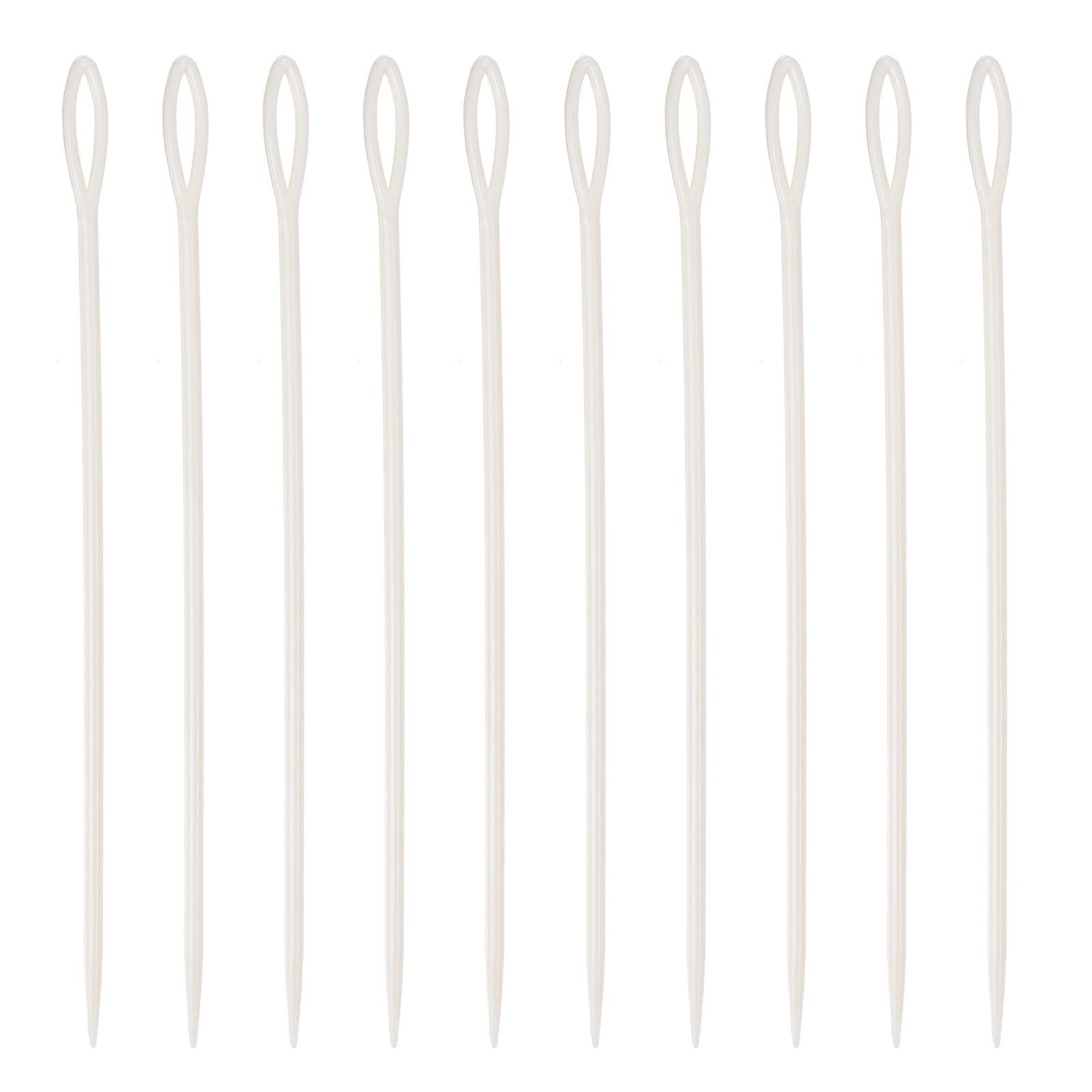 HARFINGTON 20pcs Plastic Sewing Needles - 15cm Large Eye Blunt Needles for Handmade Crafts, DIY Sewing & Stitching Projects (White) | Perfect for Beginners, Kids Crafts, Fabric Arts & Yarn Projects