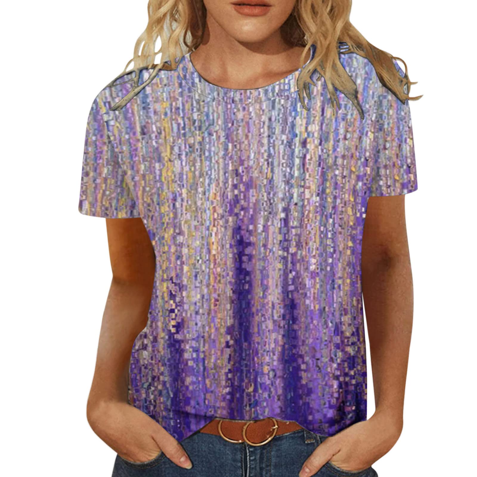 Women's Floral Print Workout Tank Top - Casual Crewneck T-Shirt Blouse for Summer & Fall | Gym, Yoga, Running & Everyday Wear