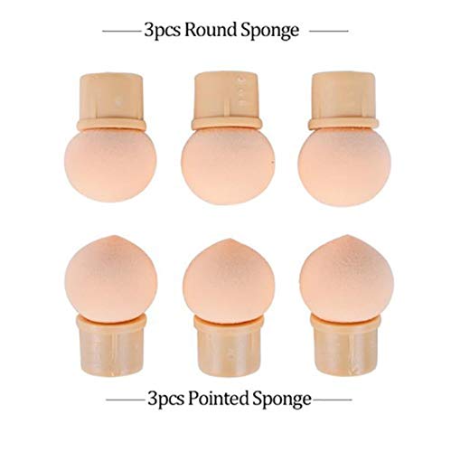 6pcs Reusable Nail Brushes with Sponge Heads - Round Replaceable Powder Picking Nail Art Tool for Manicure & Pedicure - Perfect for Salon, Home Use & DIY Nail Art