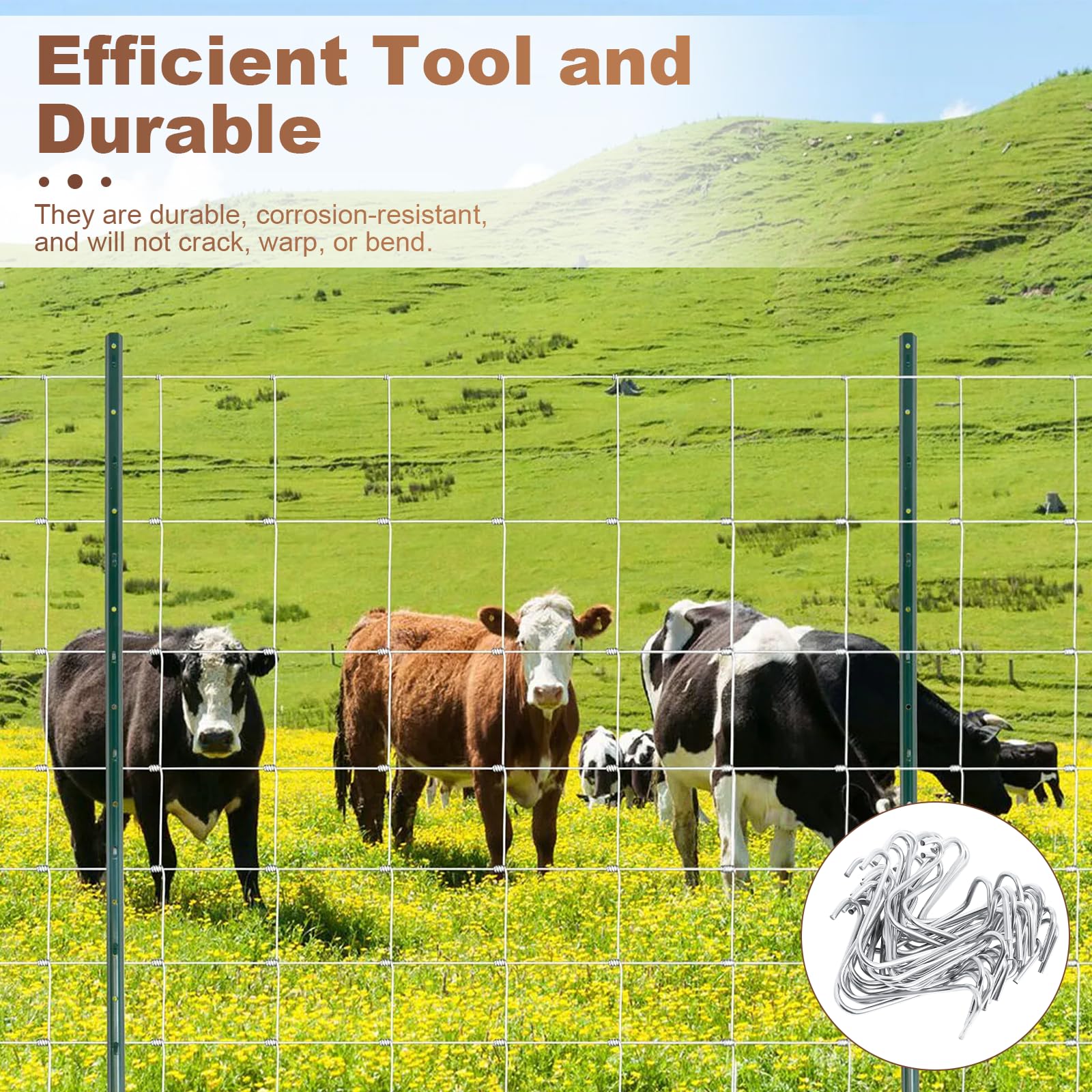 Galvanized Steel T-Post Clips - 200 Pack of Pre-Cut Fence Wire Clips for Easy & Time-Saving Installation | Perfect for Farm Fencing, Garden Borders, and Livestock Enclosures