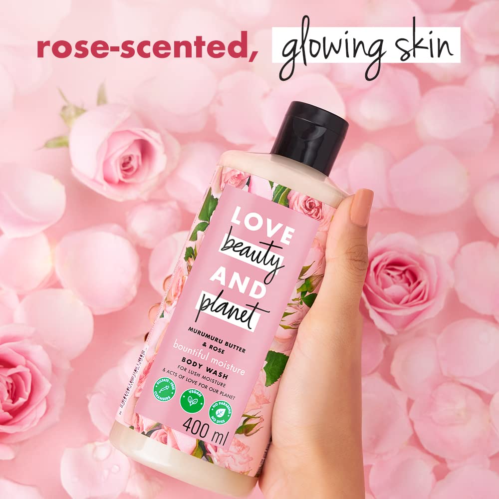 Love Beauty & Planet Sulfate-Free Hairfall Control Shampoo with Onion Oil, Blackseed Oil & Patchouli (400ml) & Moisturizing Body Wash for Dry Skin (400ml) - Hair Growth Solution & Hydrating Skin Care for Daily Use