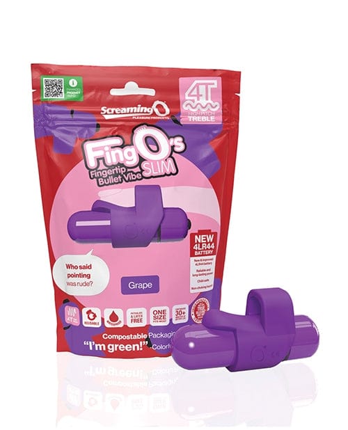 Screaming O 4T FingO Slim Vibrator - Grape Flavored Personal Massager for Women, Perfect for Solo Play & Couples Intimacy