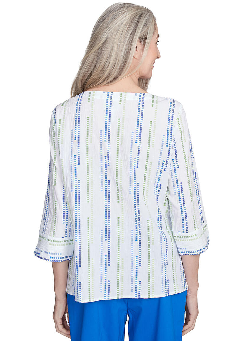 Stylish Parrot Cay Jacquard Spliced Blouse for Women - Trendy Floral Print Summer Top - Perfect for Office, Date Night & Casual Outings