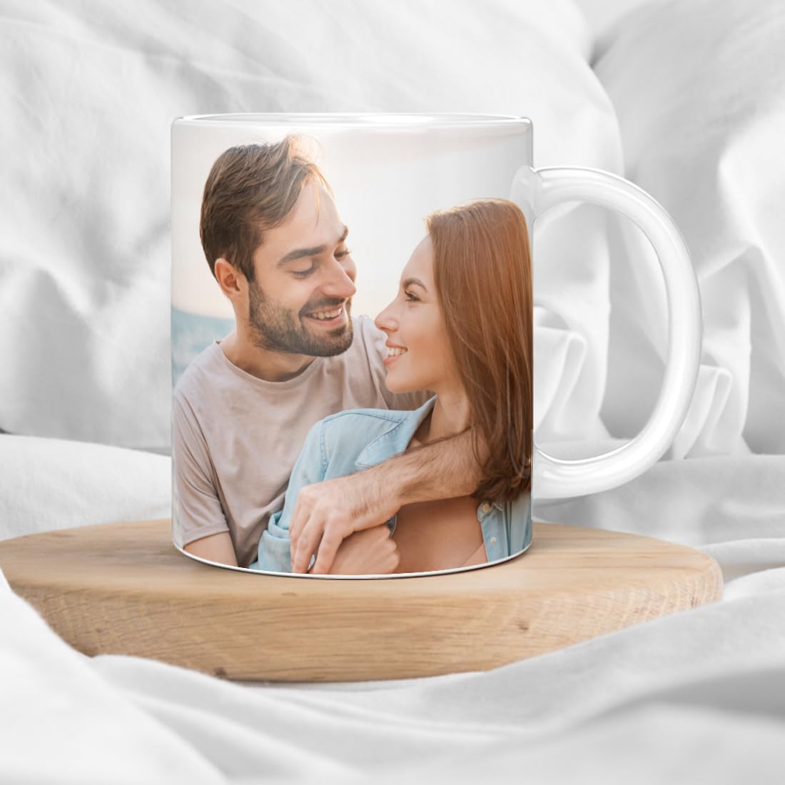 Personalized Custom Photo White Mug - 320ml (2 Photos) | Valentine's Day, Birthday & Anniversary Gift for Him or Her | Great for Coffee, Tea & Office Use