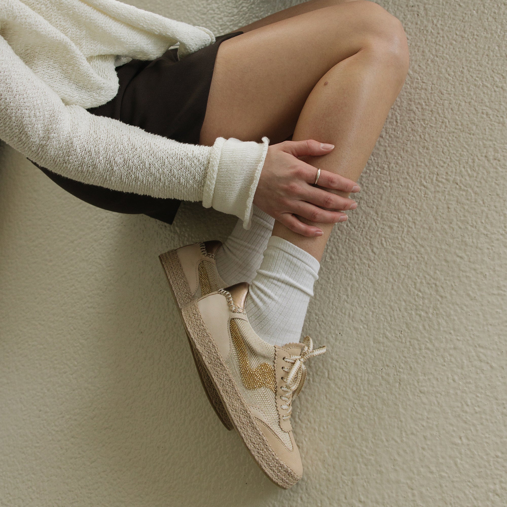 Gold Multi Burlap Beaded Espadrille Sneakers for Women - Stylish Summer Casual Shoes for Beach, Vacation & Everyday Wear
