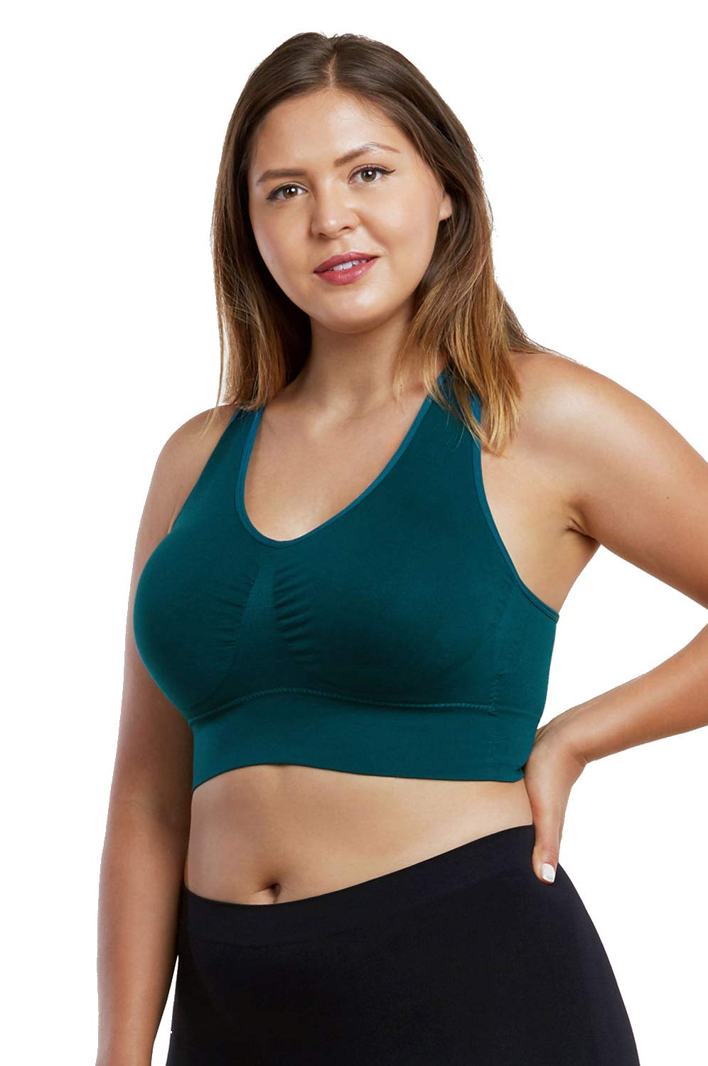 Sofra Women's 6-Pack Seamless Sports Bras - High Support Workout Tops for Yoga, Running & Gym