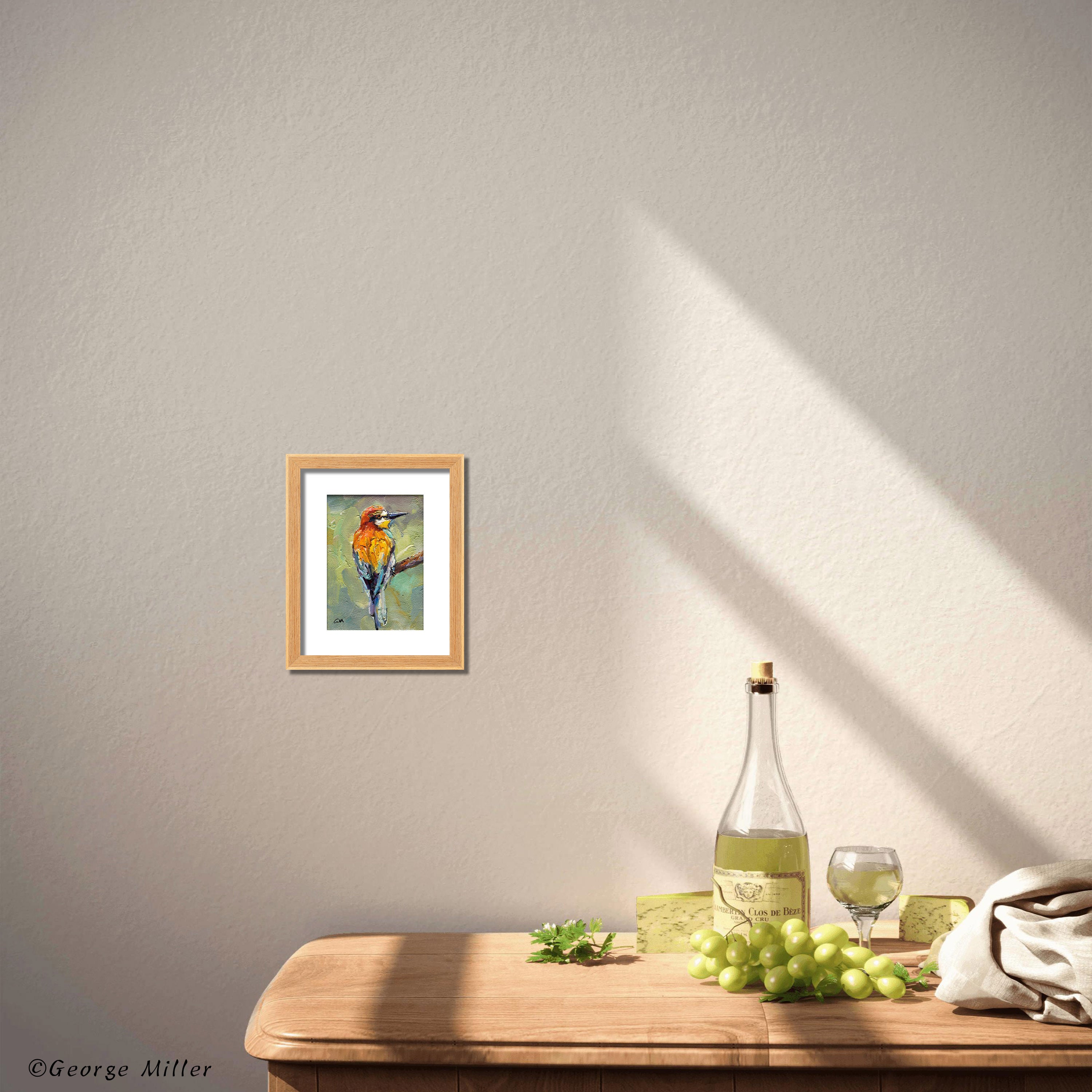 Vibrant Bee Eater Bird Oil Painting - Handmade Palette Knife Artwork - Original Wildlife Home Decor for Living Room & Office Wall