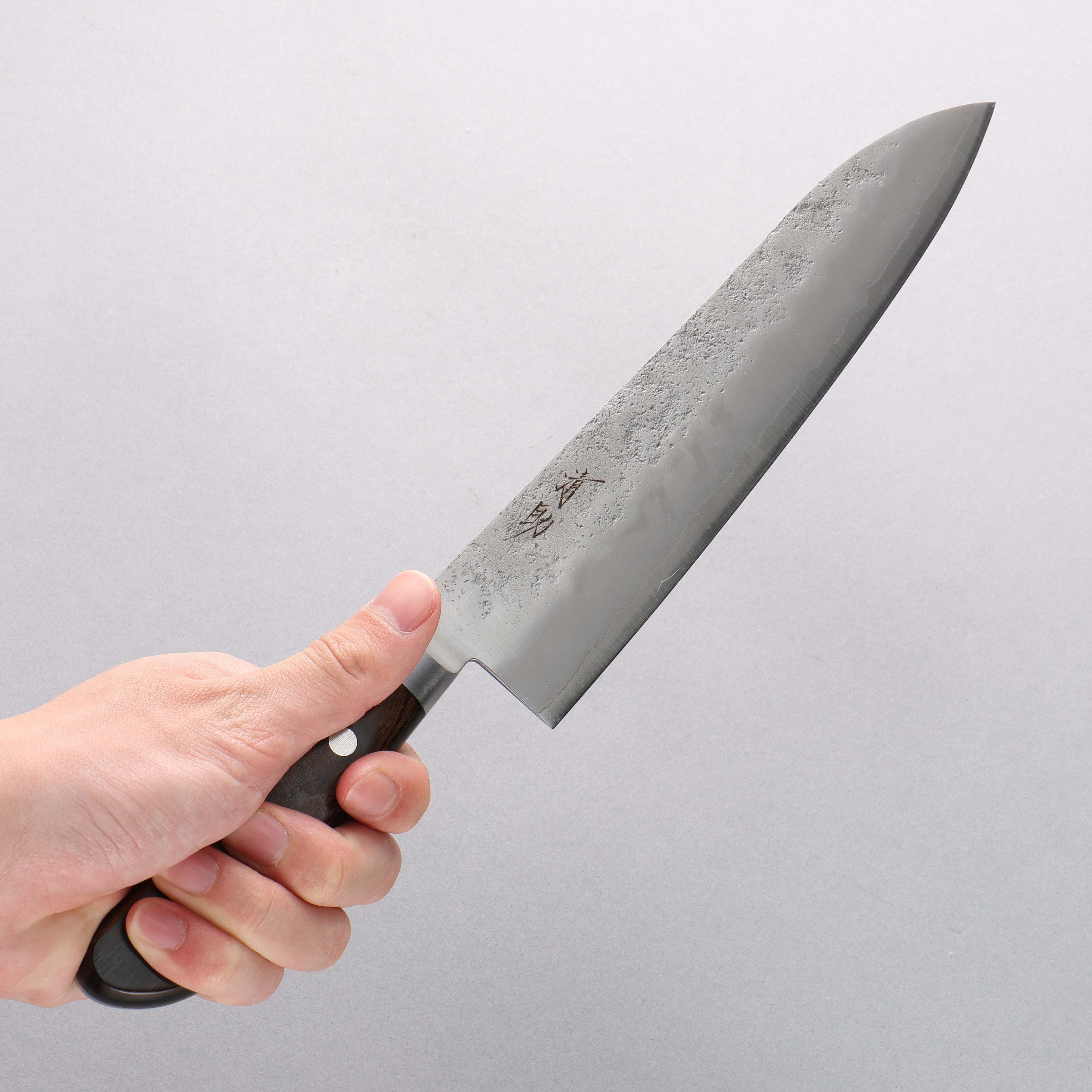 Premium Seisuke Silver Steel No.3 Nashiji Gyuto 210mm Japanese Chef Knife - Brown Pakka Wood Handle - Perfect for Sushi, Meat Slicing & Professional Kitchen Use